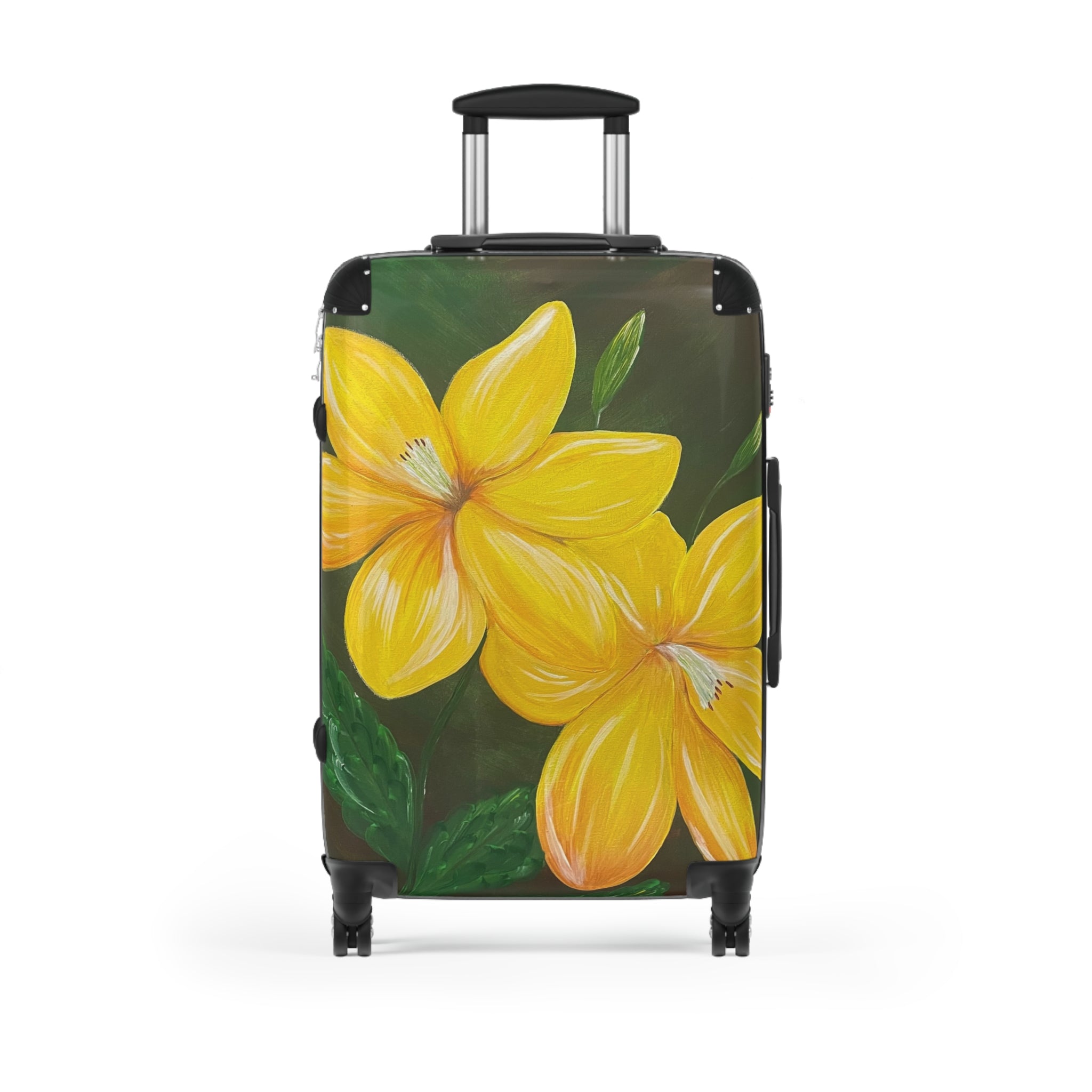 Golden Bloom Handprinted Colorful Suitcase