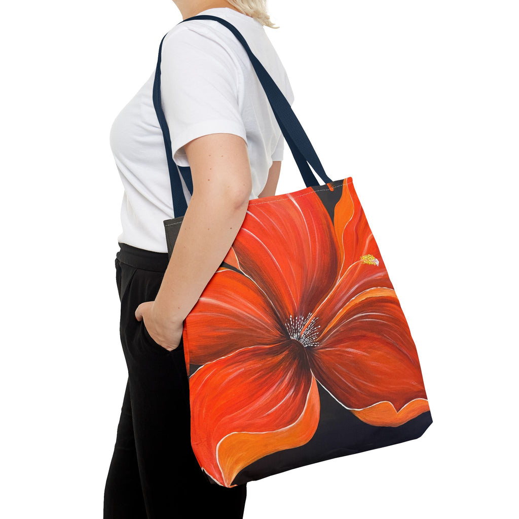 Scarlet Veil Hand Painted Tote Bag