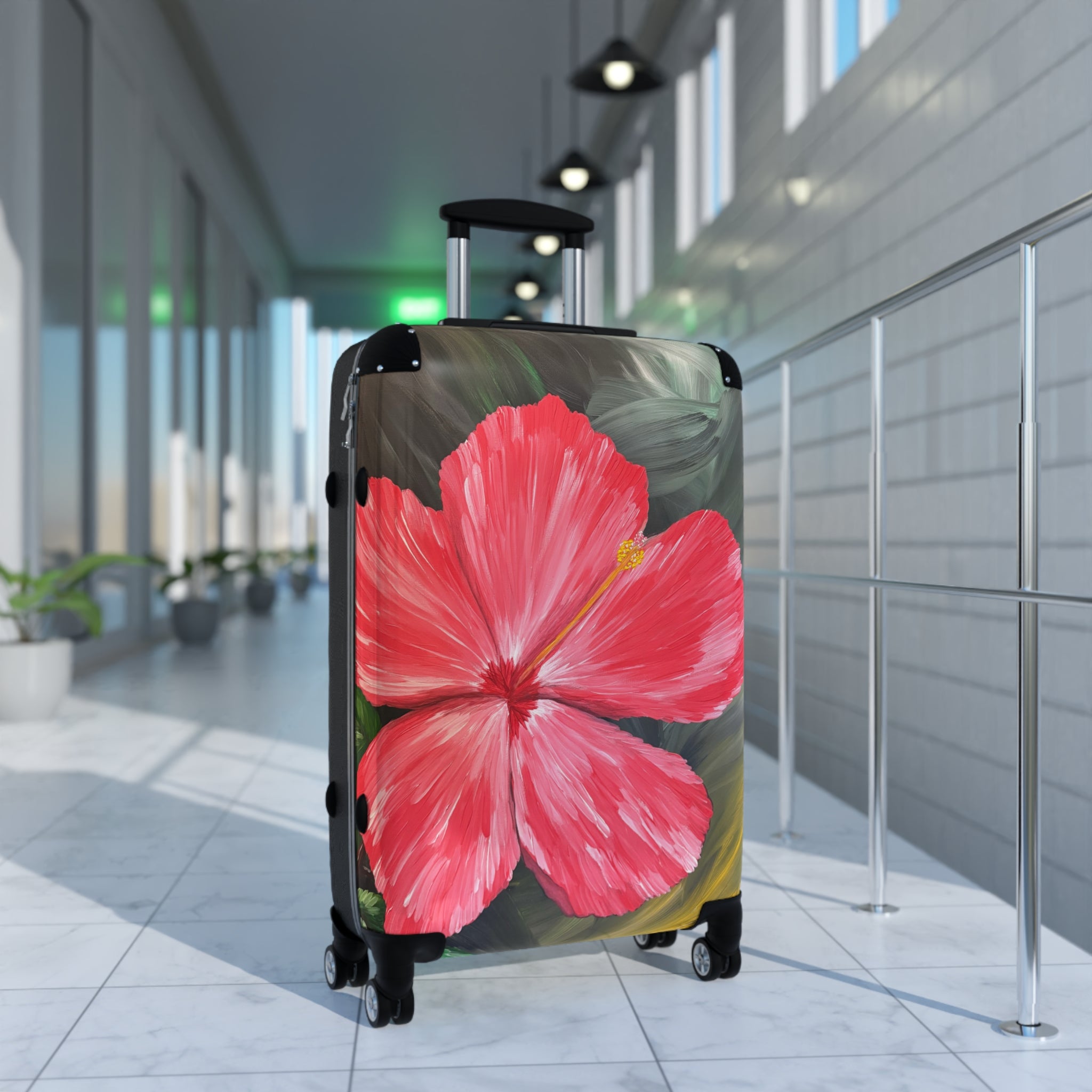 Hibiscus Hues Handprinted Colorful Suitcase