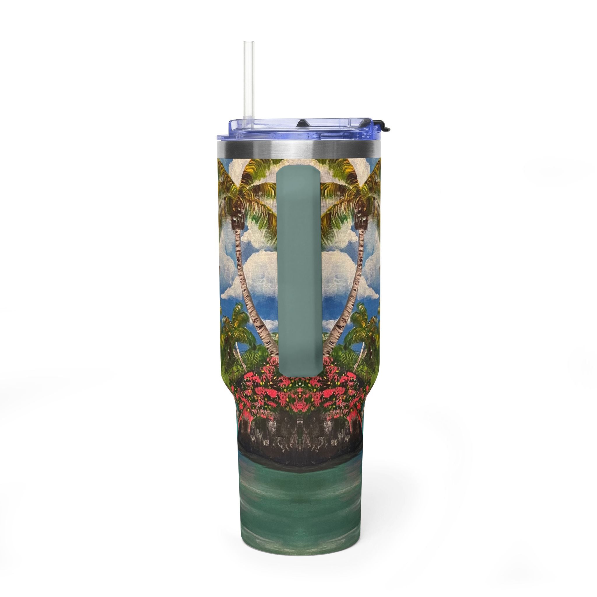 Blooming Paradise 40oz  Vacuum Tumbler — Insulated Travel Mug with Straw