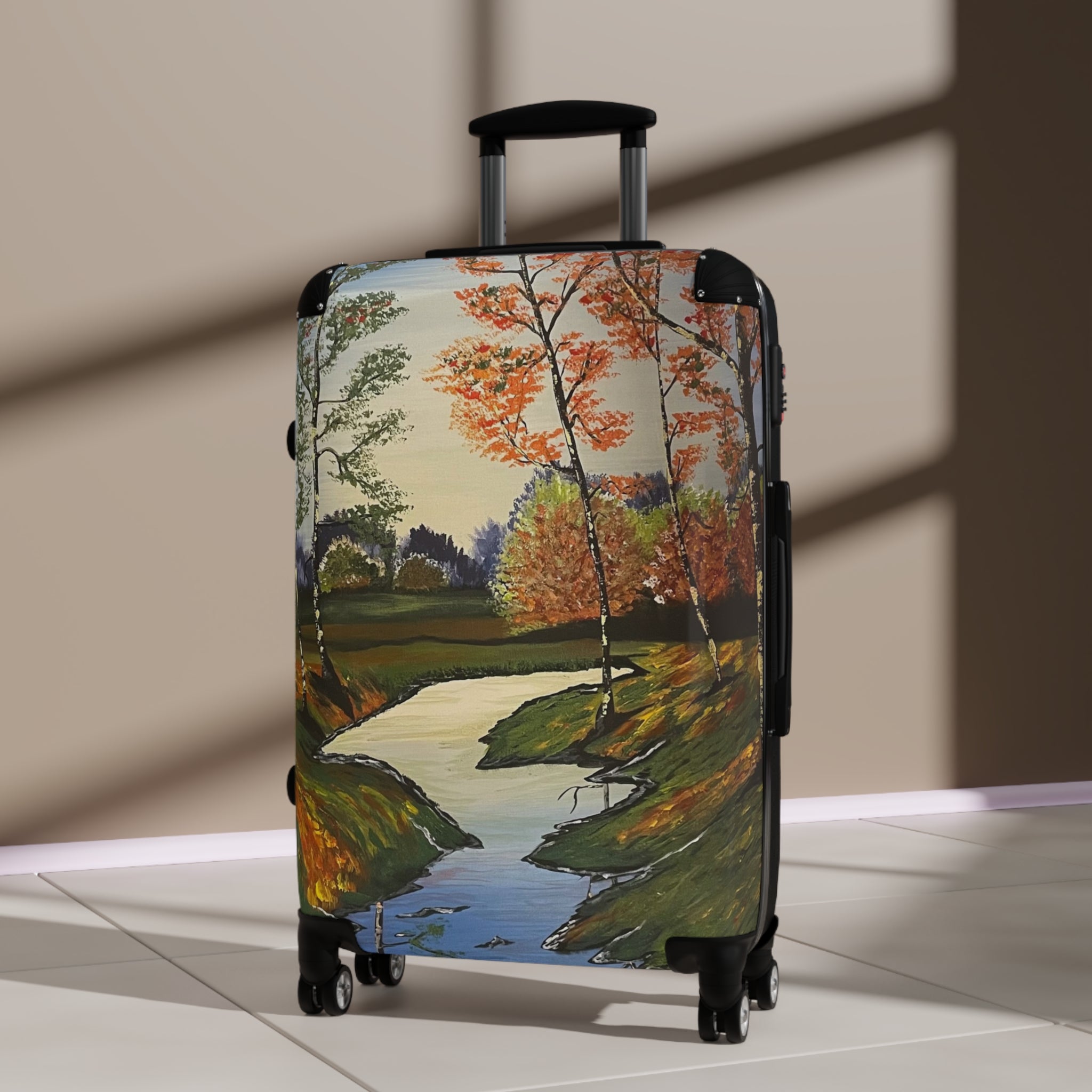 Whispering Birches Handprinted Colorful Suitcase