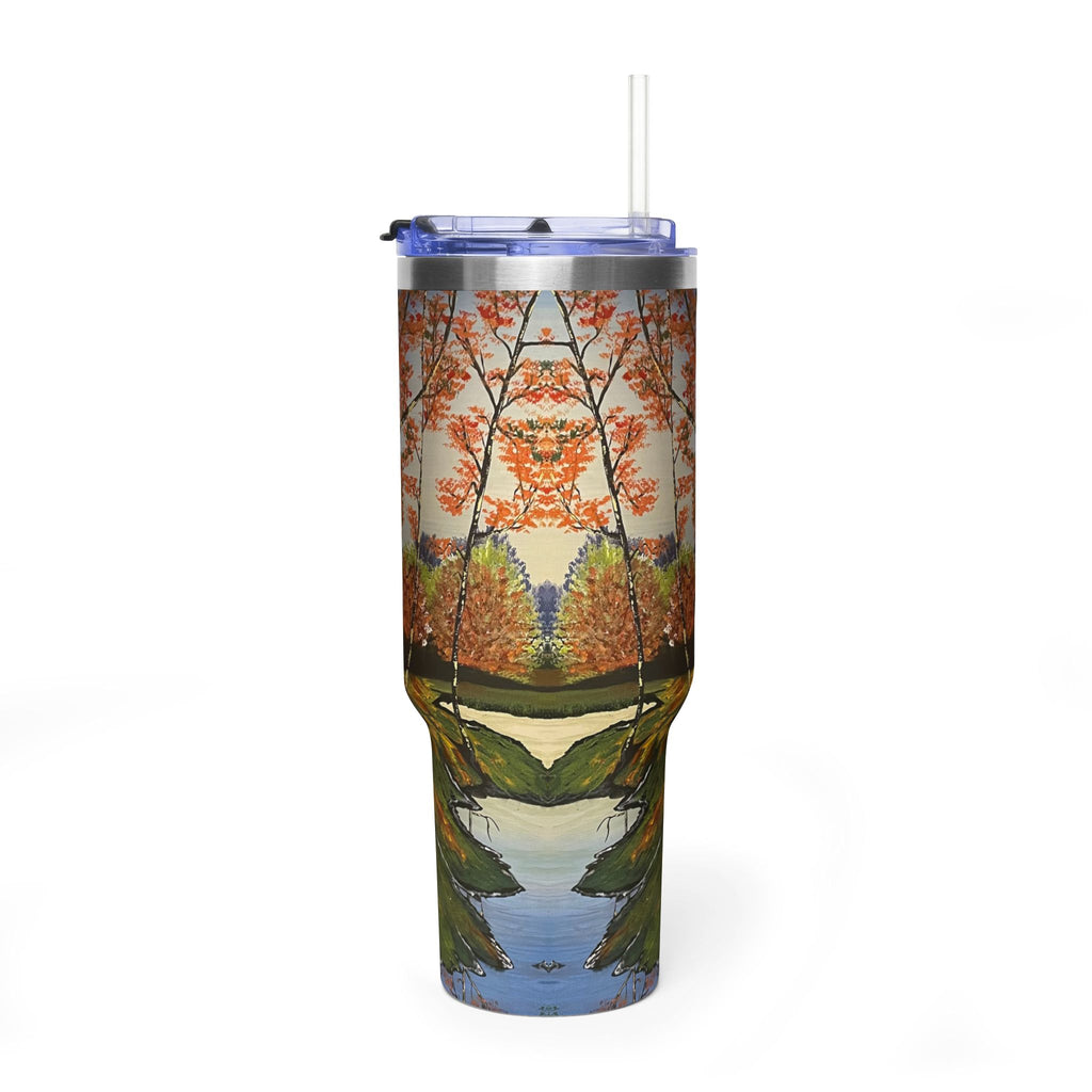 Whispering Birches 40oz  Vacuum Tumbler — Insulated Travel Mug with Straw