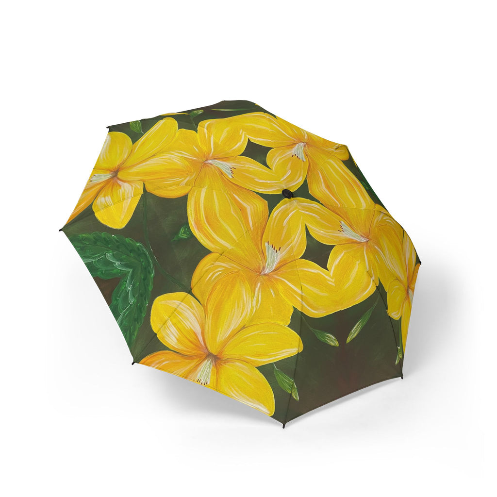 Golden Bloom Semi-Automatic Foldable Umbrella