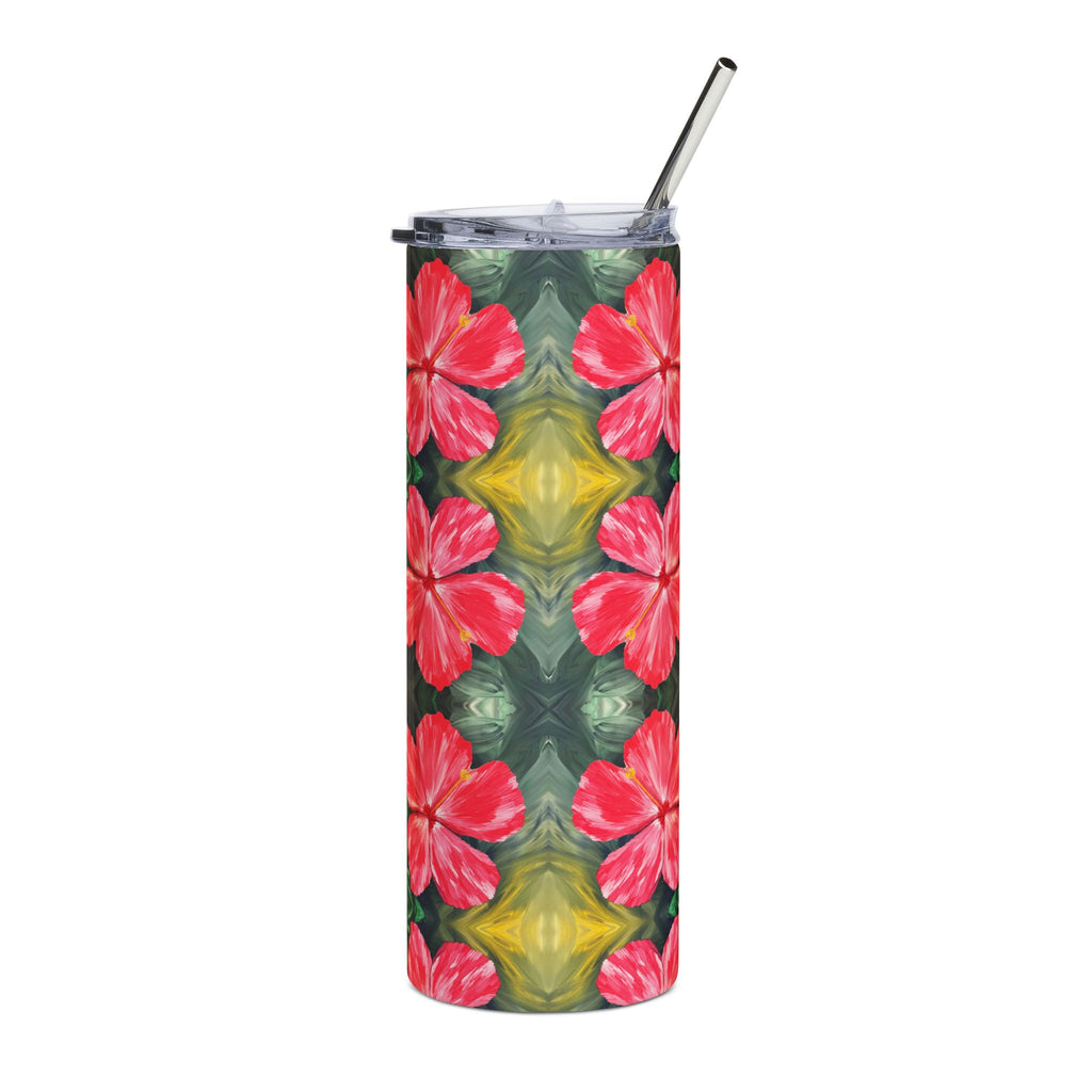 Hibiscus Hues 20oz Stainless Steel Tumbler - Vibrant Yellow Flower Design