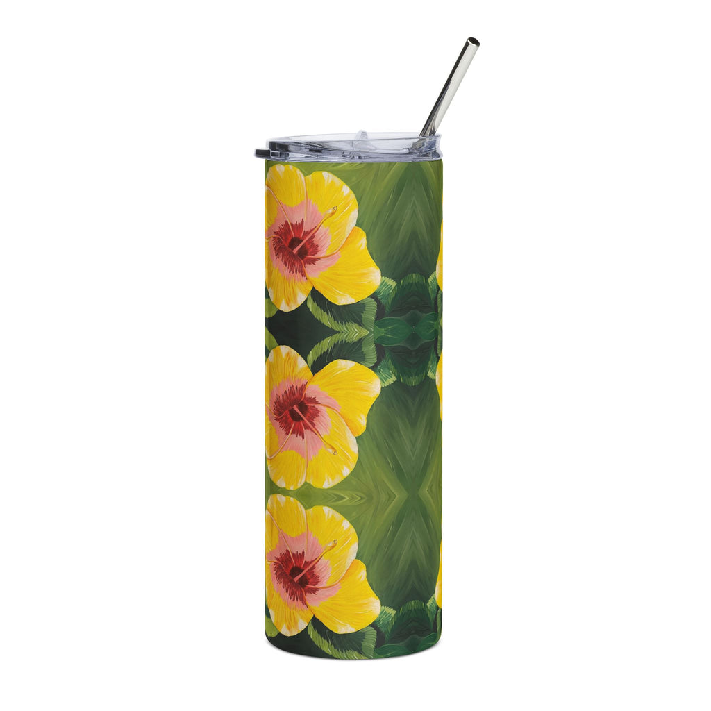 Blushing Sunrise 20oz Stainless Steel Tumbler - Vibrant Yellow Flower Design