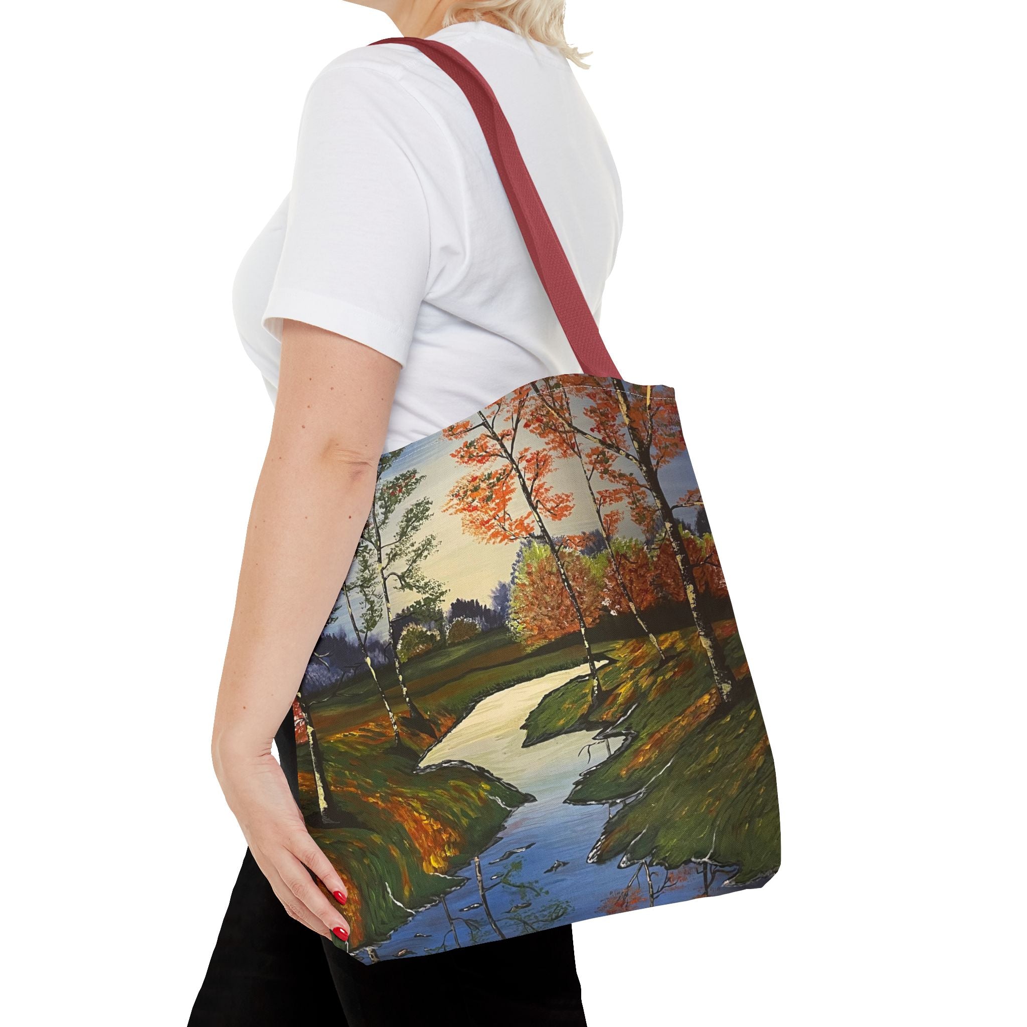 Whispering Birches Hand Painted Tote Bag