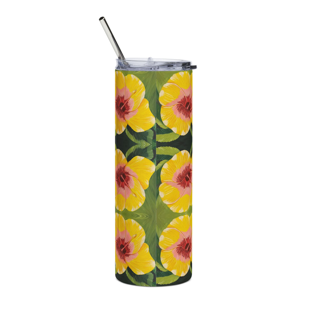 Blushing Sunrise 20oz Stainless Steel Tumbler - Vibrant Yellow Flower Design