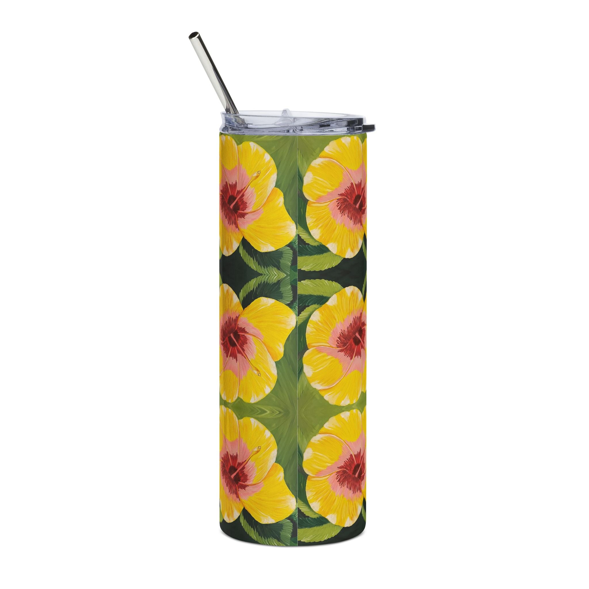 Blushing Sunrise 20oz Stainless Steel Tumbler - Vibrant Yellow Flower Design