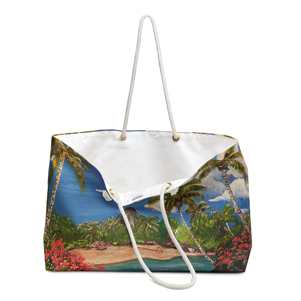 Blooming Paradise Tote Bag with Hand Painted Designs