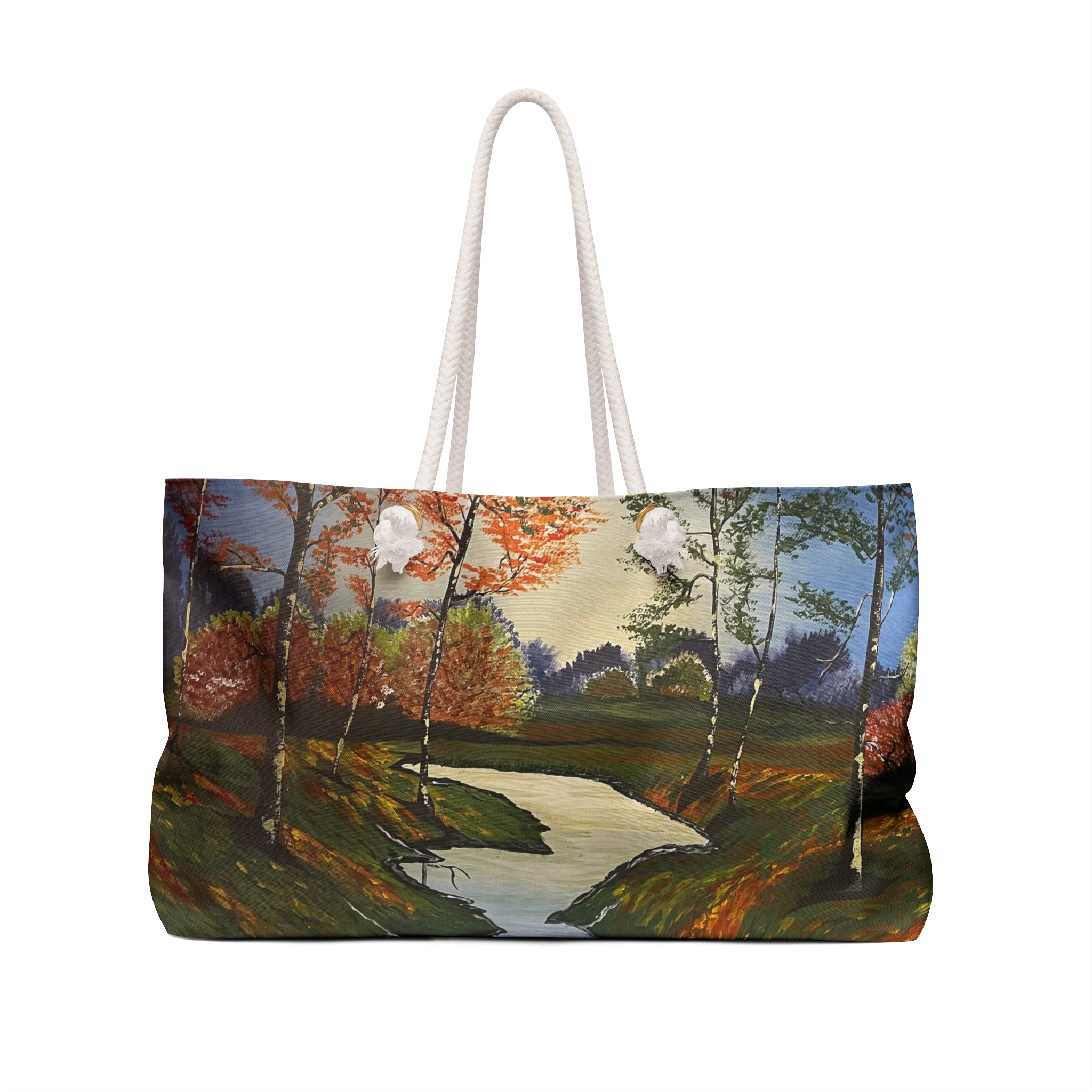 Whispering Birches Tote Bag with Hand Painted Designs