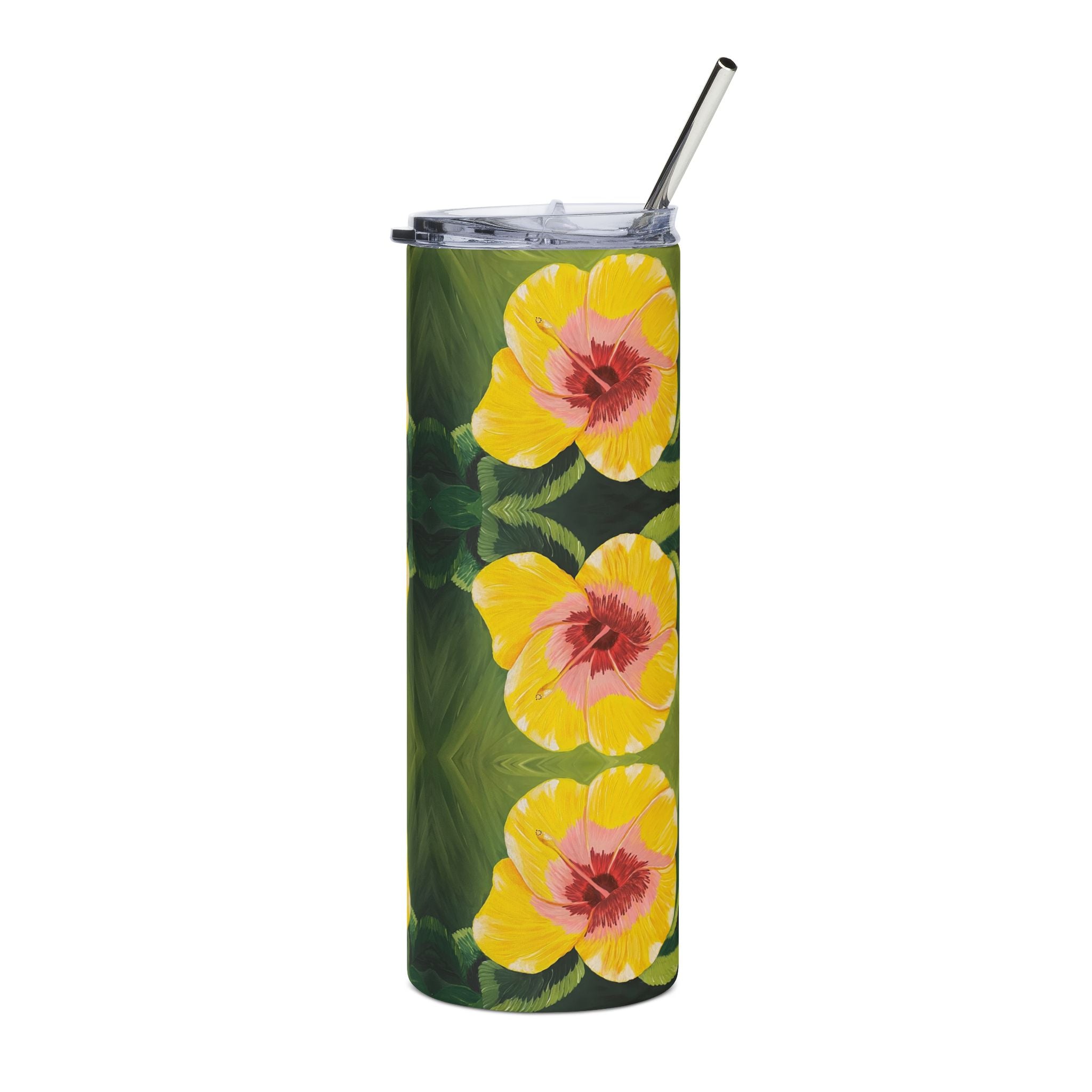 Blushing Sunrise 20oz Stainless Steel Tumbler - Vibrant Yellow Flower Design