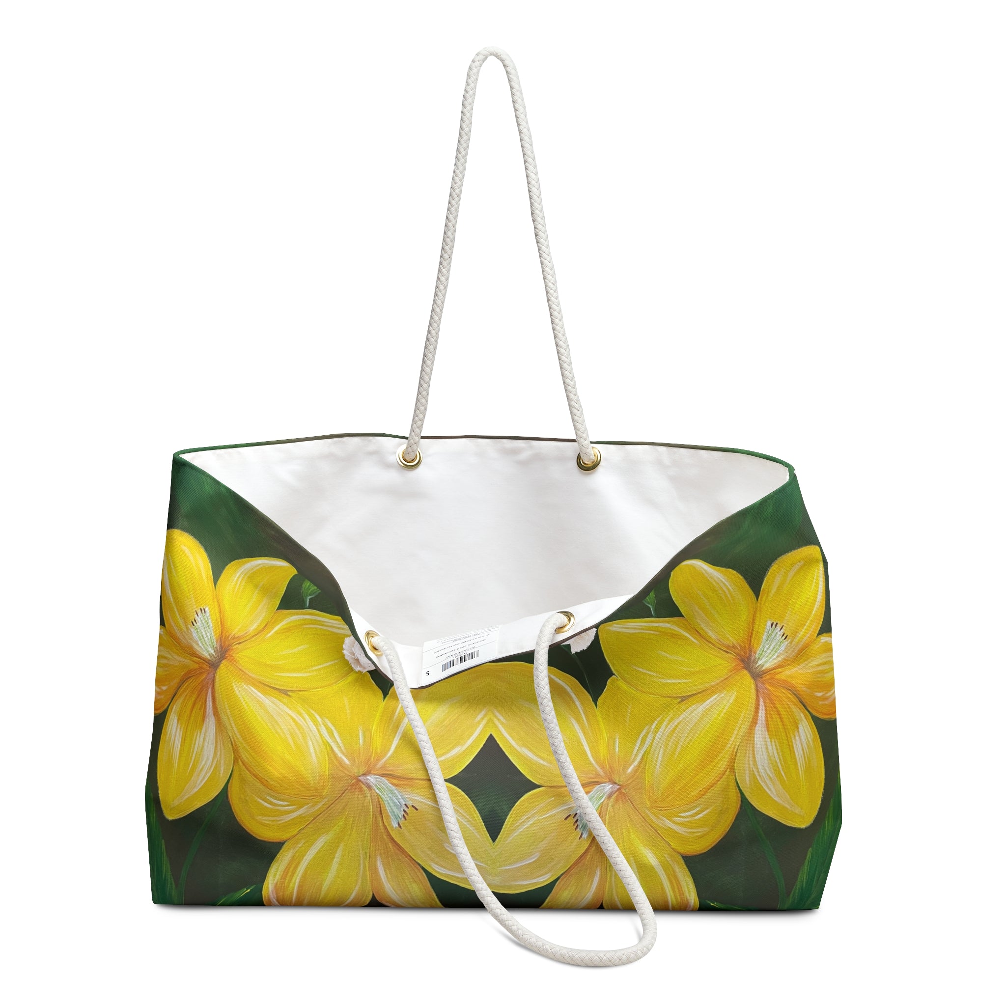 Golden Bloom Tote Bag with Hand Painted Designs