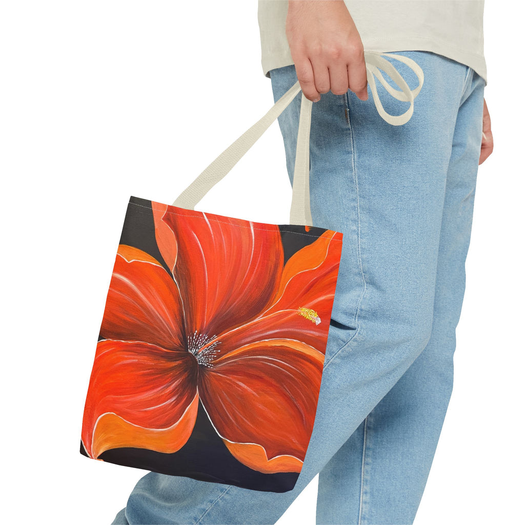 Scarlet Veil Hand Painted Tote Bag