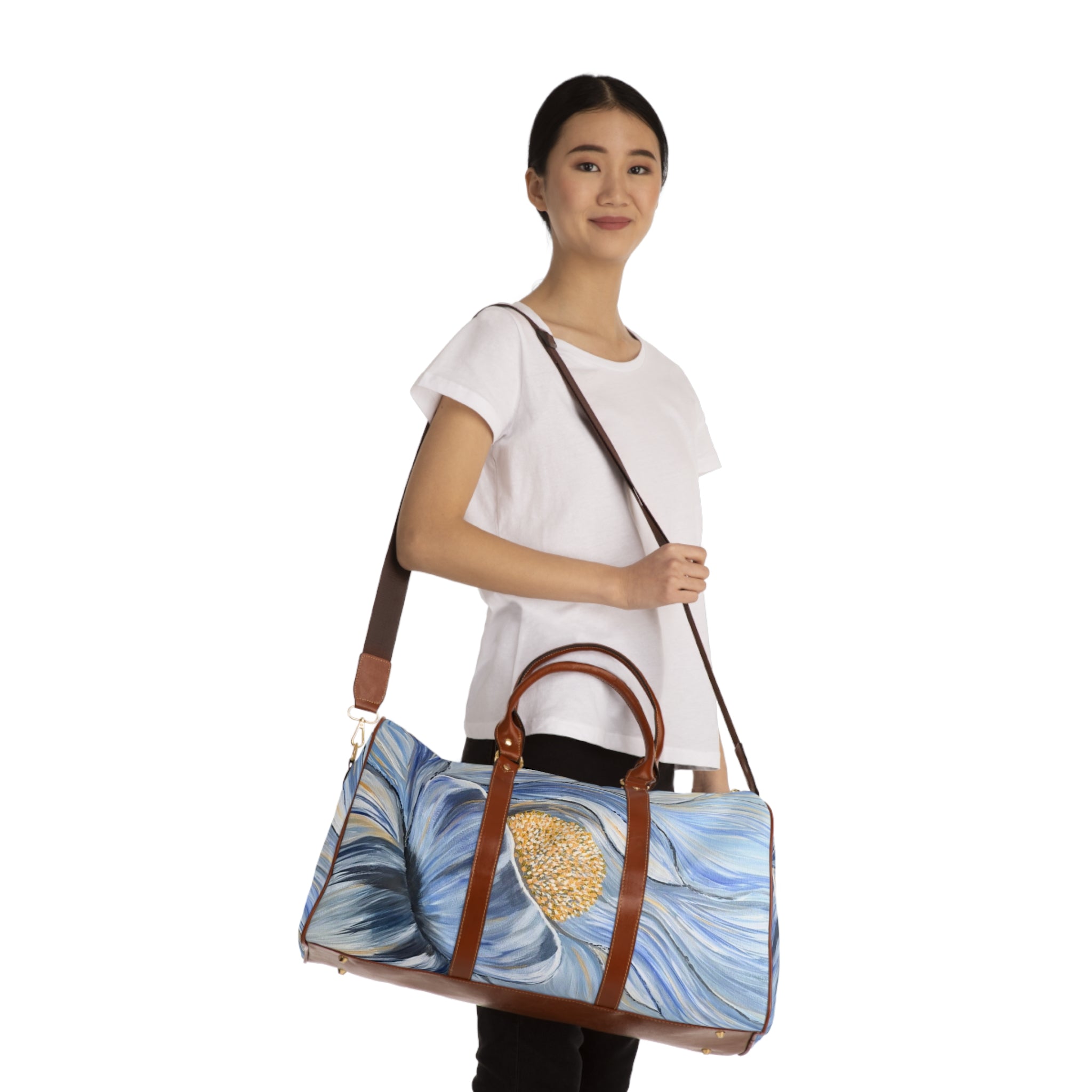 Velvet Current Weekender Bag – Waterproof Travel Duffle with Artistic Flower Print
