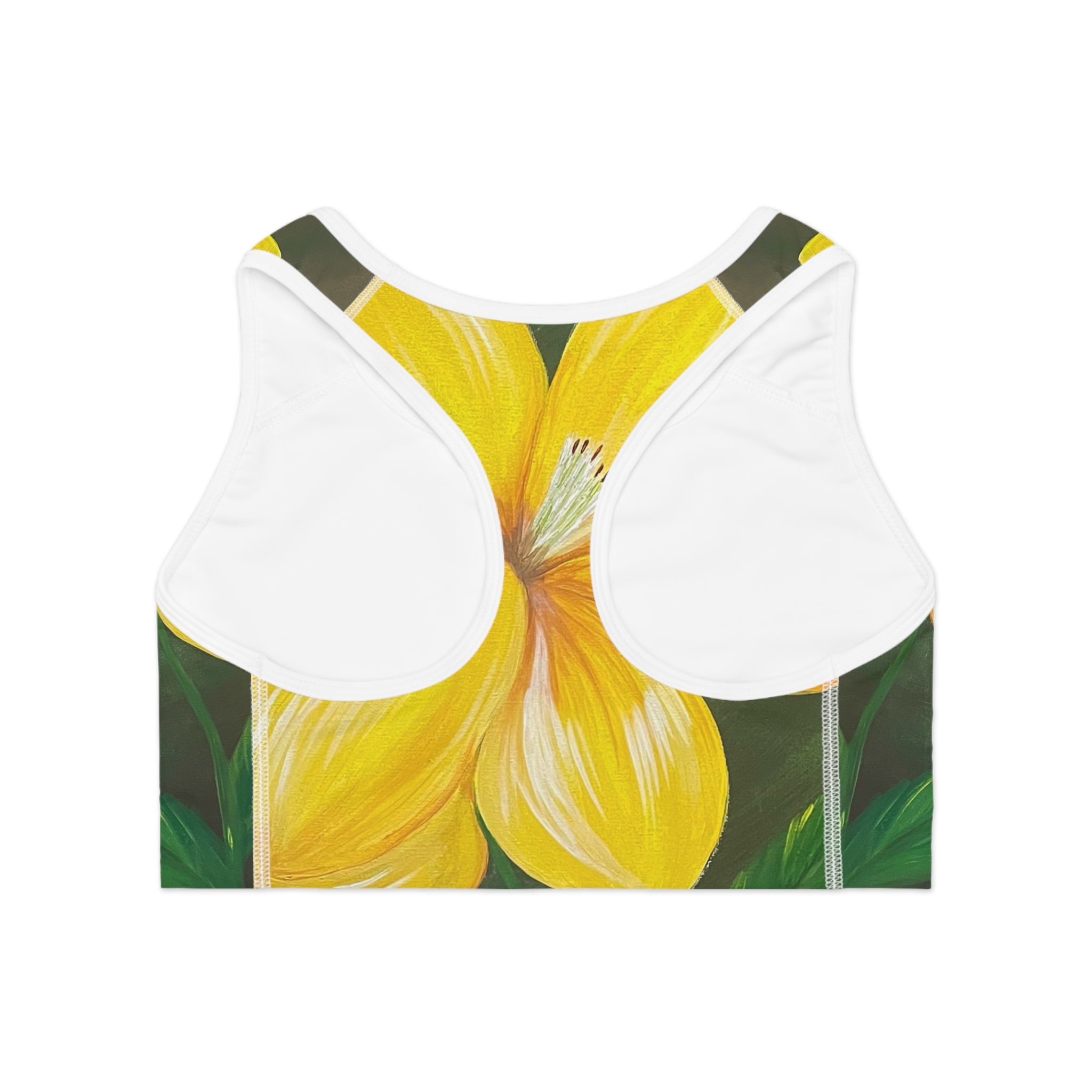 Golden Bloom Sports Bra, Activewear for Yoga, Workout Gear, Gift for Fitness Lovers, Exercise Top, Beachwear