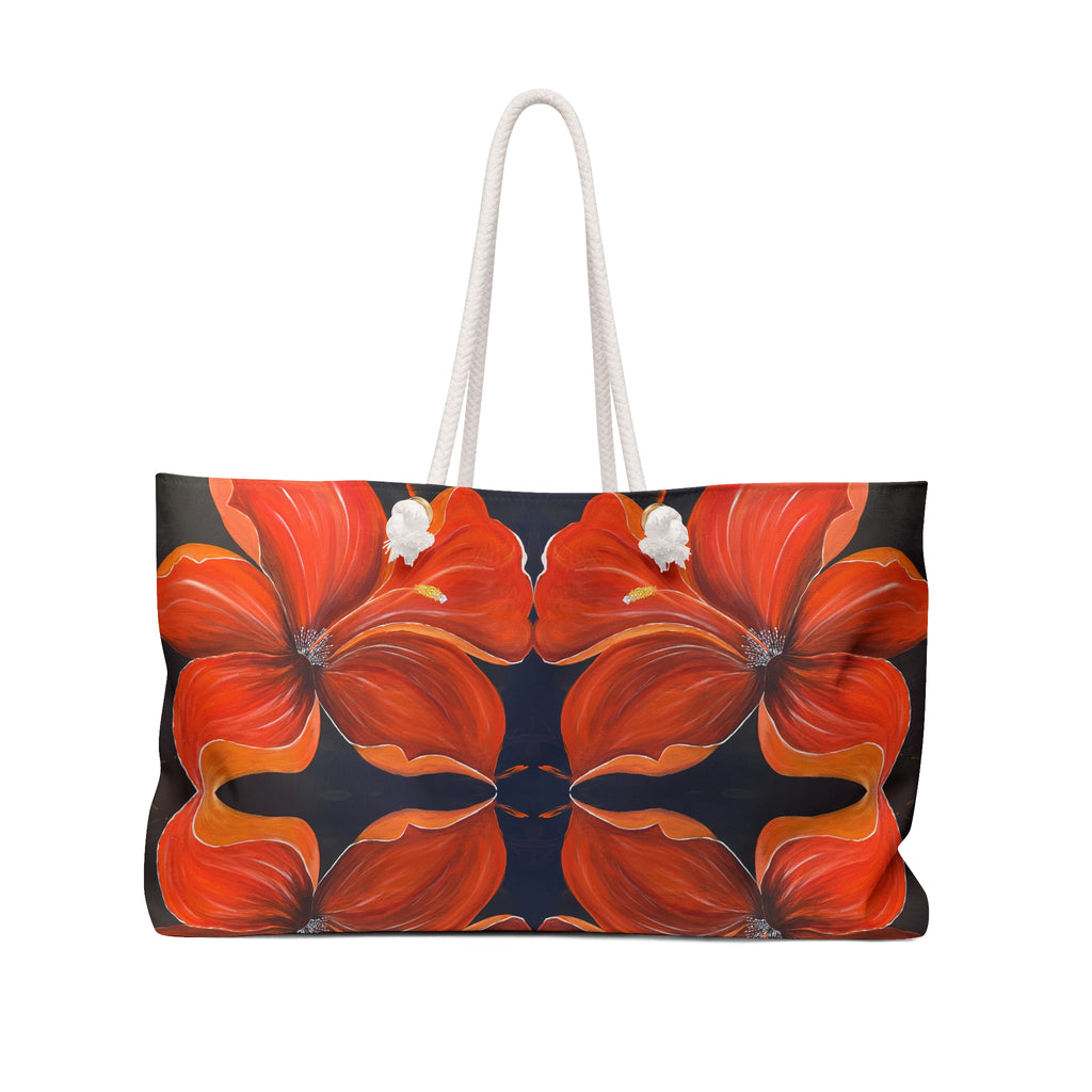 Scarlet Veil Tote Bag with Hand Painted Designs