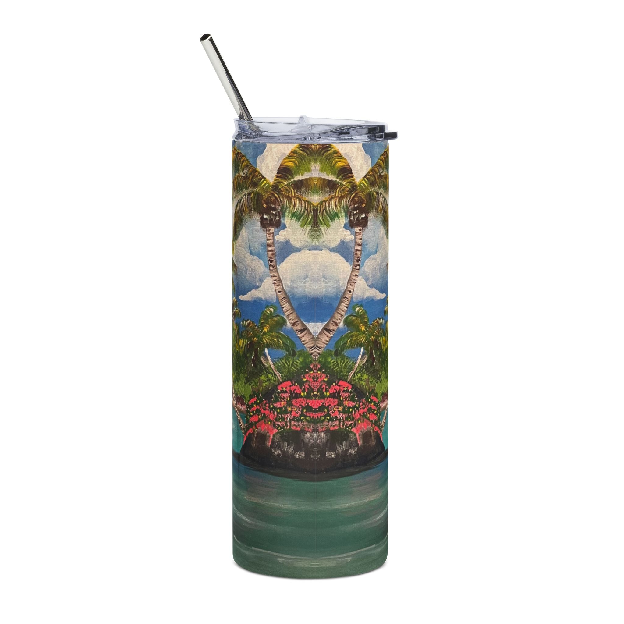 Blooming Paradise 20oz Stainless Steel Tumbler - Vibrant Yellow Flower Design