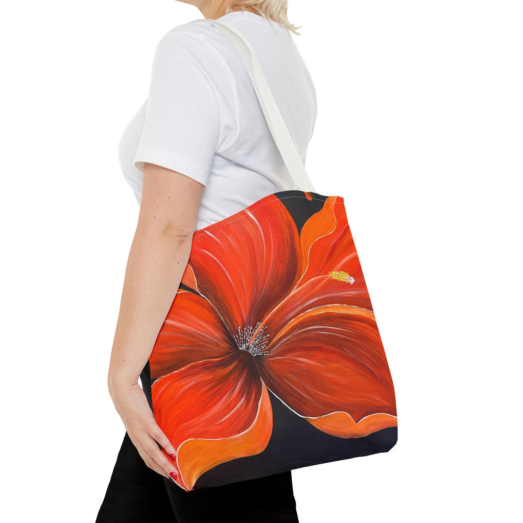 Scarlet Veil Hand Painted Tote Bag