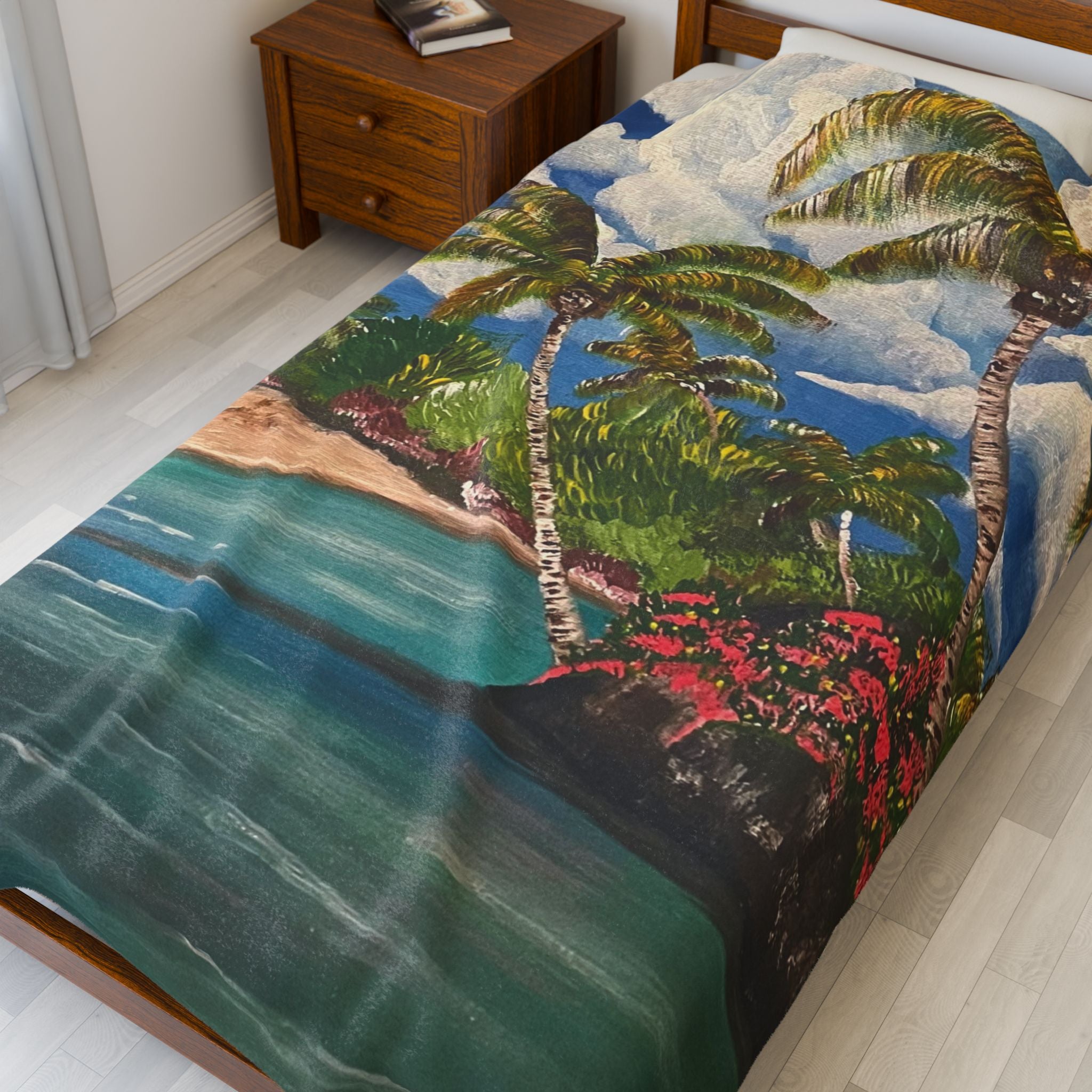 Blooming Paradise Plush Blanket Hand Painted Custom Designs Unique