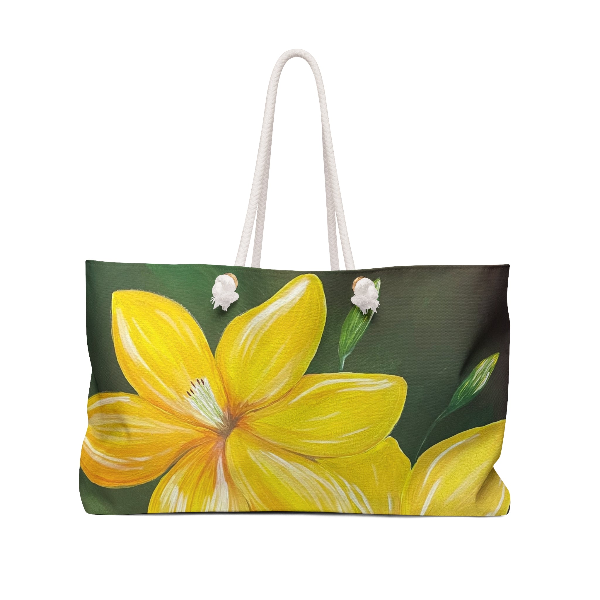 Golden Bloom Tote Bag with Hand Painted Designs