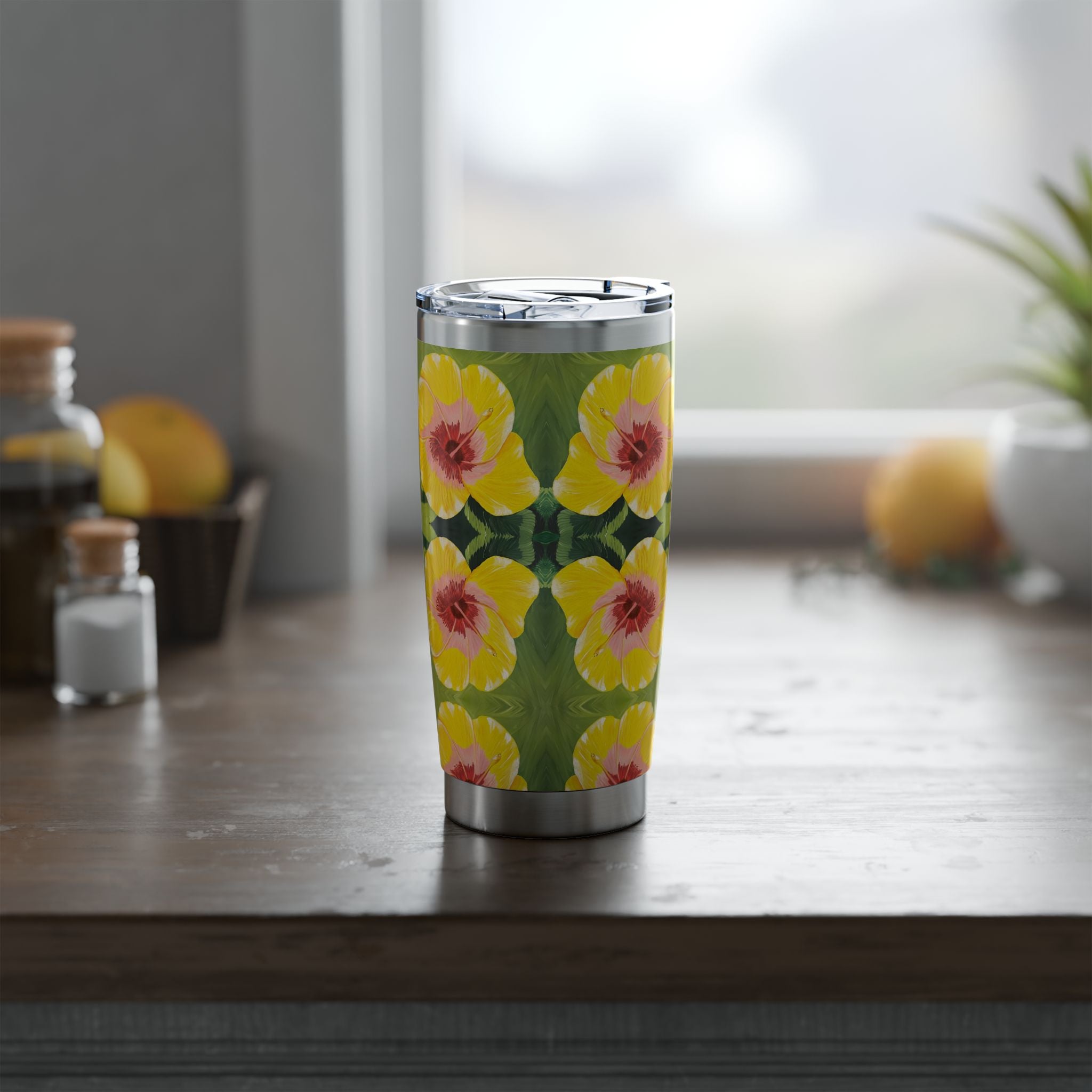 Blushing Sunrise Bloom Tumbler | Vagabond 20oz Insulated Drinkware, Summer Travel Mug, Gift for Nature Lovers, Eco-Friendly Hydration