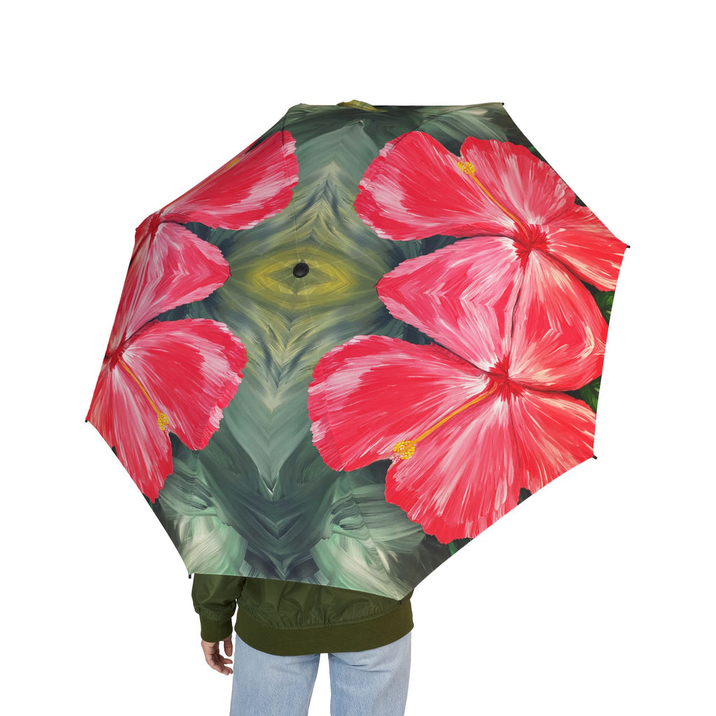 Hibiscus Hues Semi-Automatic Foldable Umbrella
