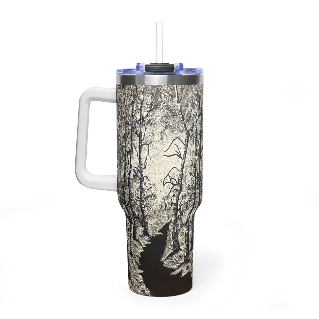 Silver Shadows 40oz  Vacuum Tumbler — Insulated Travel Mug with Straw