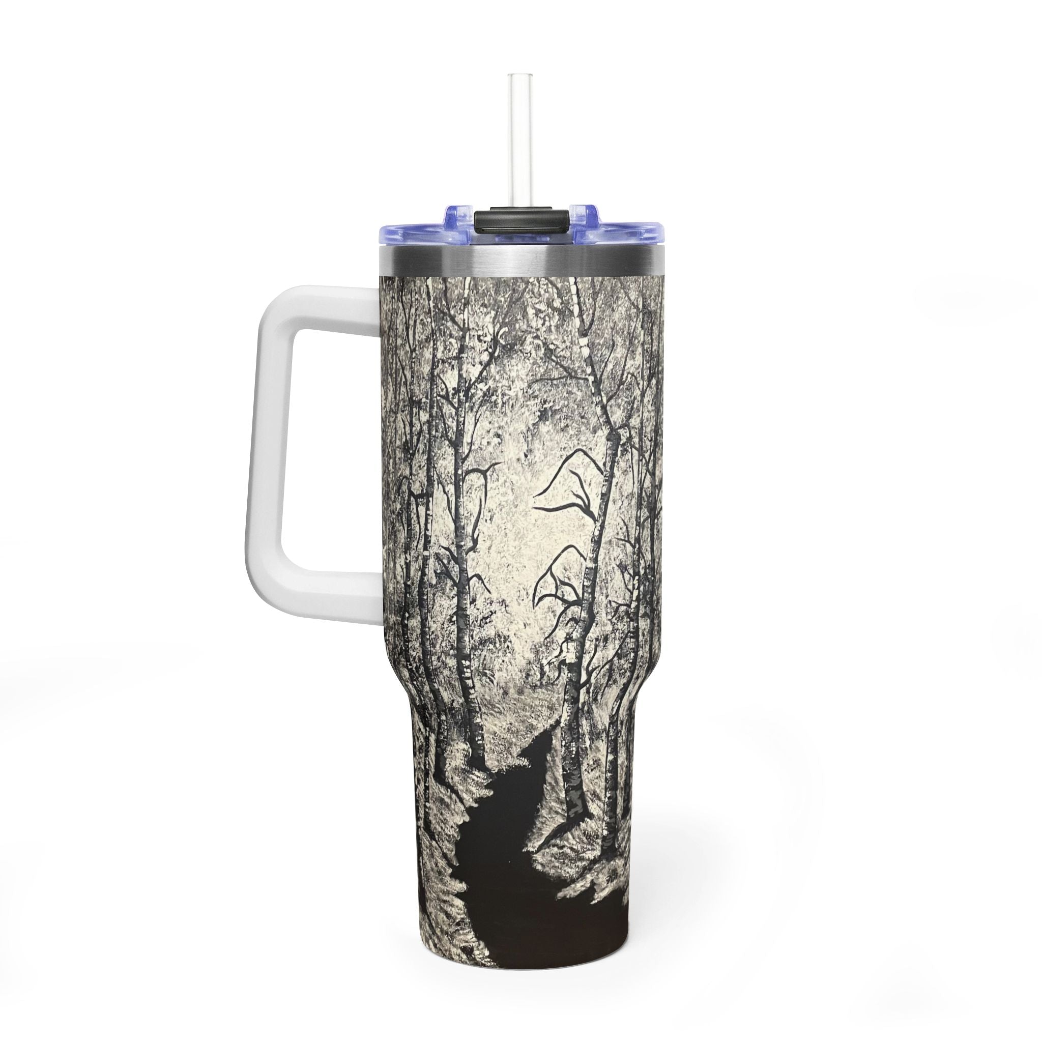 Silver Shadows 40oz  Vacuum Tumbler — Insulated Travel Mug with Straw