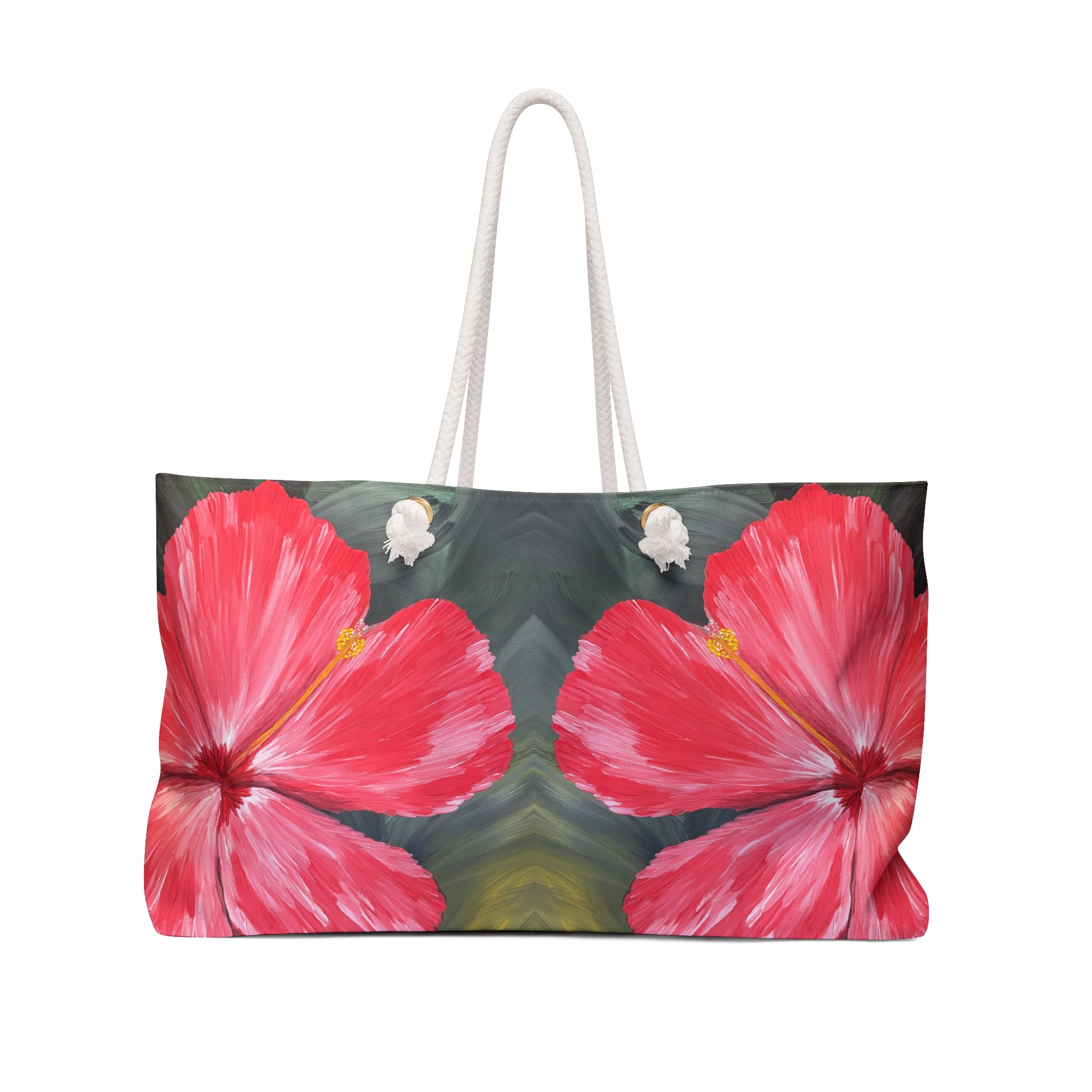 Hibiscus Hues Tote Bag with Hand Painted Designs