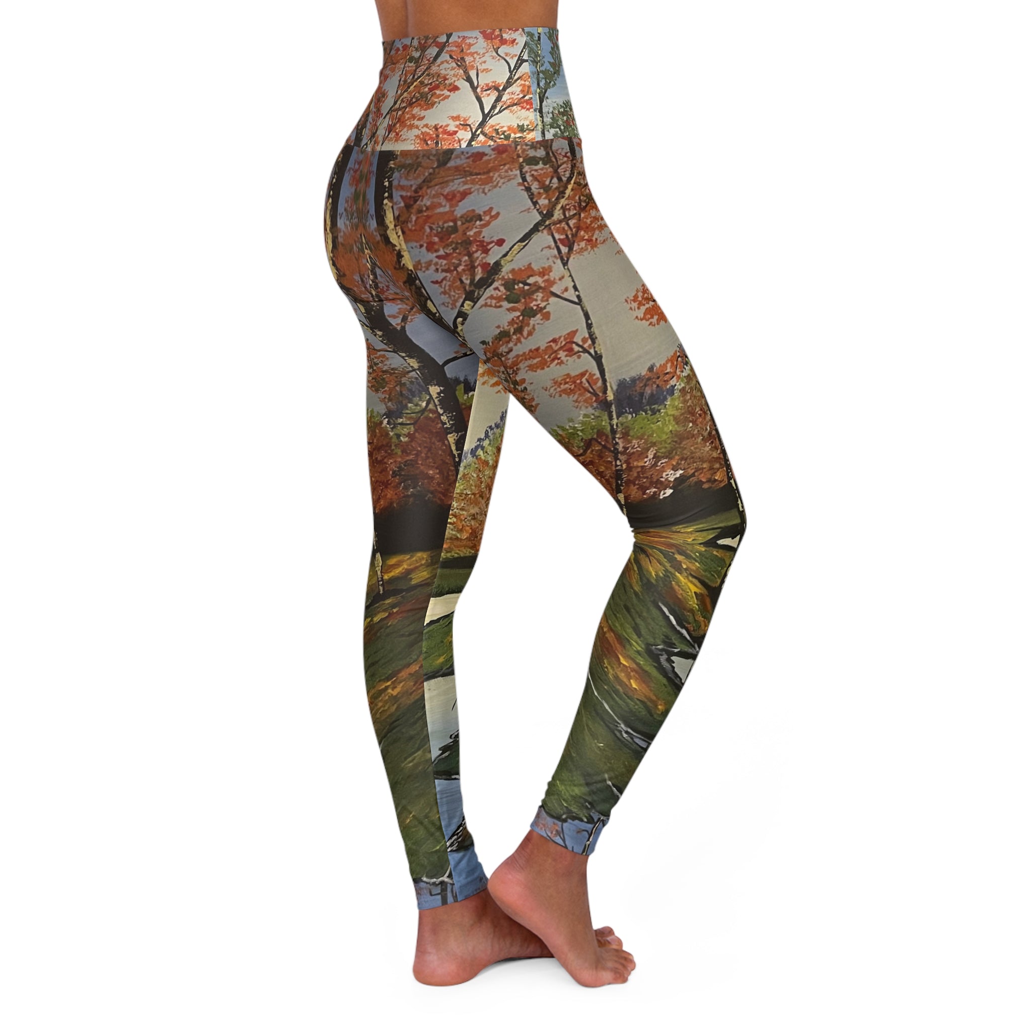 Whispering Birches Yoga Leggings - Comfort Fit, Fitness Apparel, Workout Gear, Athleisure, Gift for Yoga Lovers