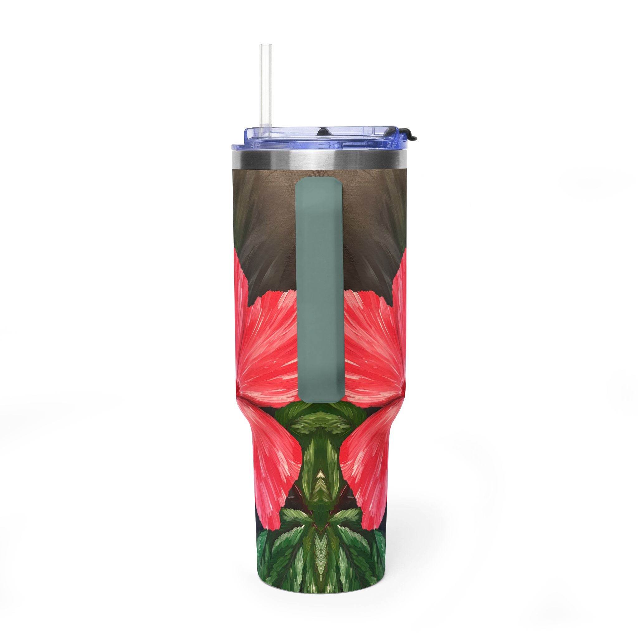 Hibiscus Hues 40oz  Vacuum Tumbler — Insulated Travel Mug with Straw