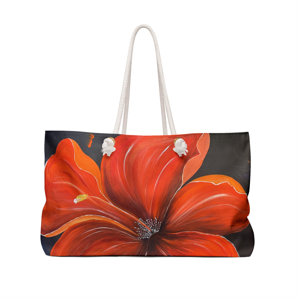 Scarlet Veil Tote Bag with Hand Painted Designs