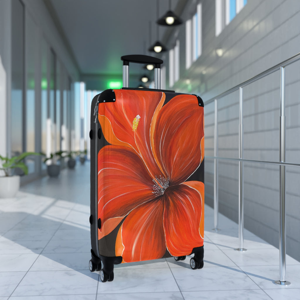 Scarlet Veil Handprinted Colorful Suitcase