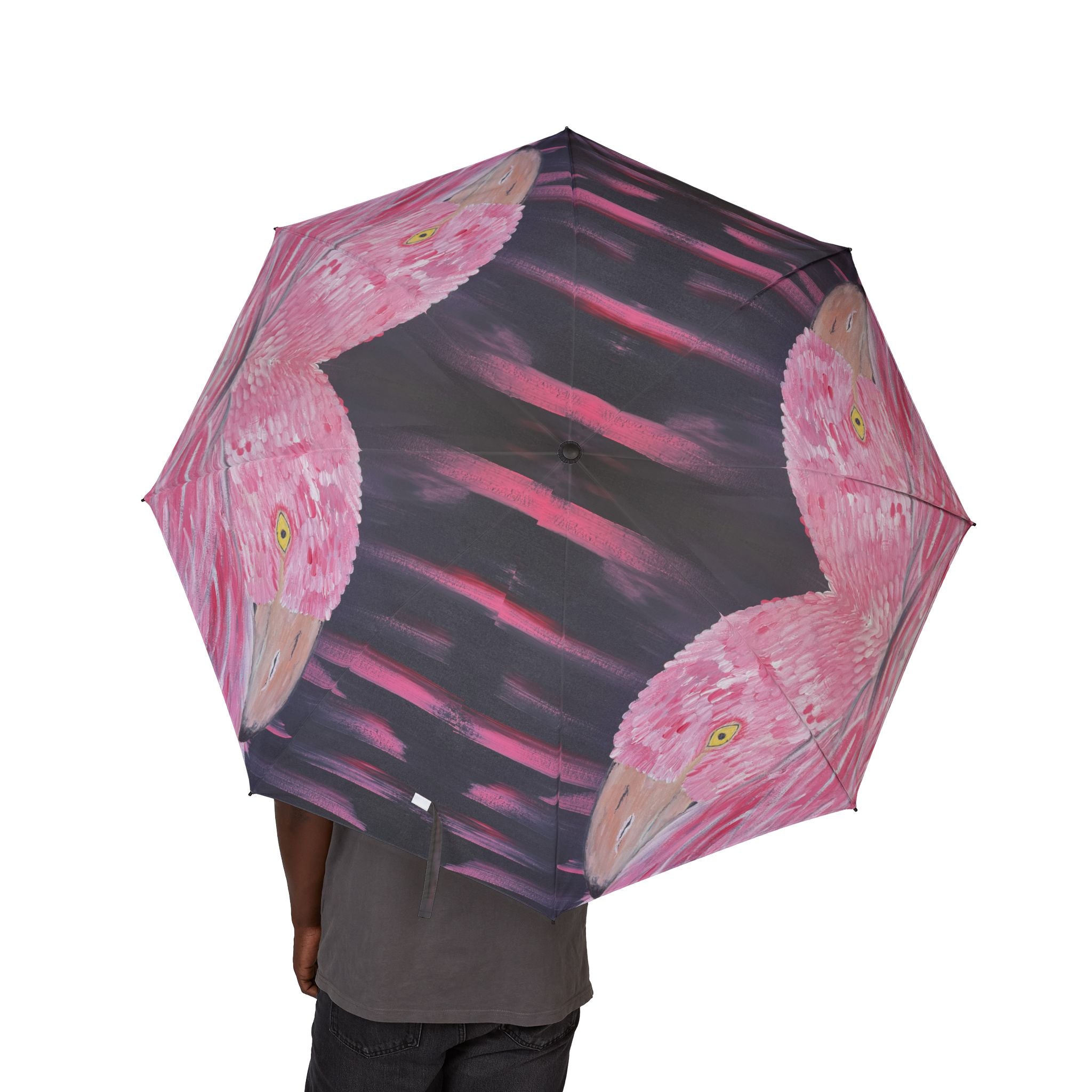 Feathered Grace Semi-Automatic Foldable Umbrella