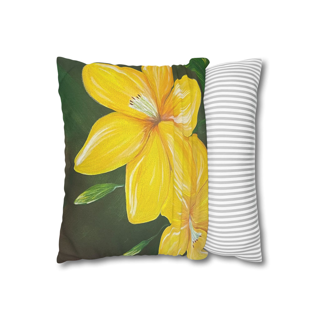 Golden Bloom Square Decorative Pillow Sham