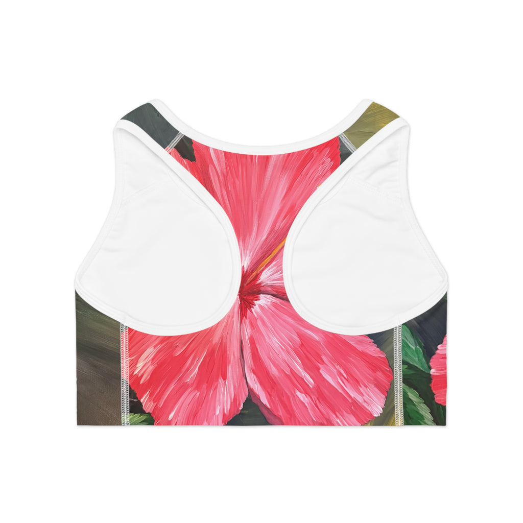 Hibiscus Hues Sports Bra, Activewear for Yoga, Workout Gear, Gift for Fitness Lovers, Exercise Top, Beachwear
