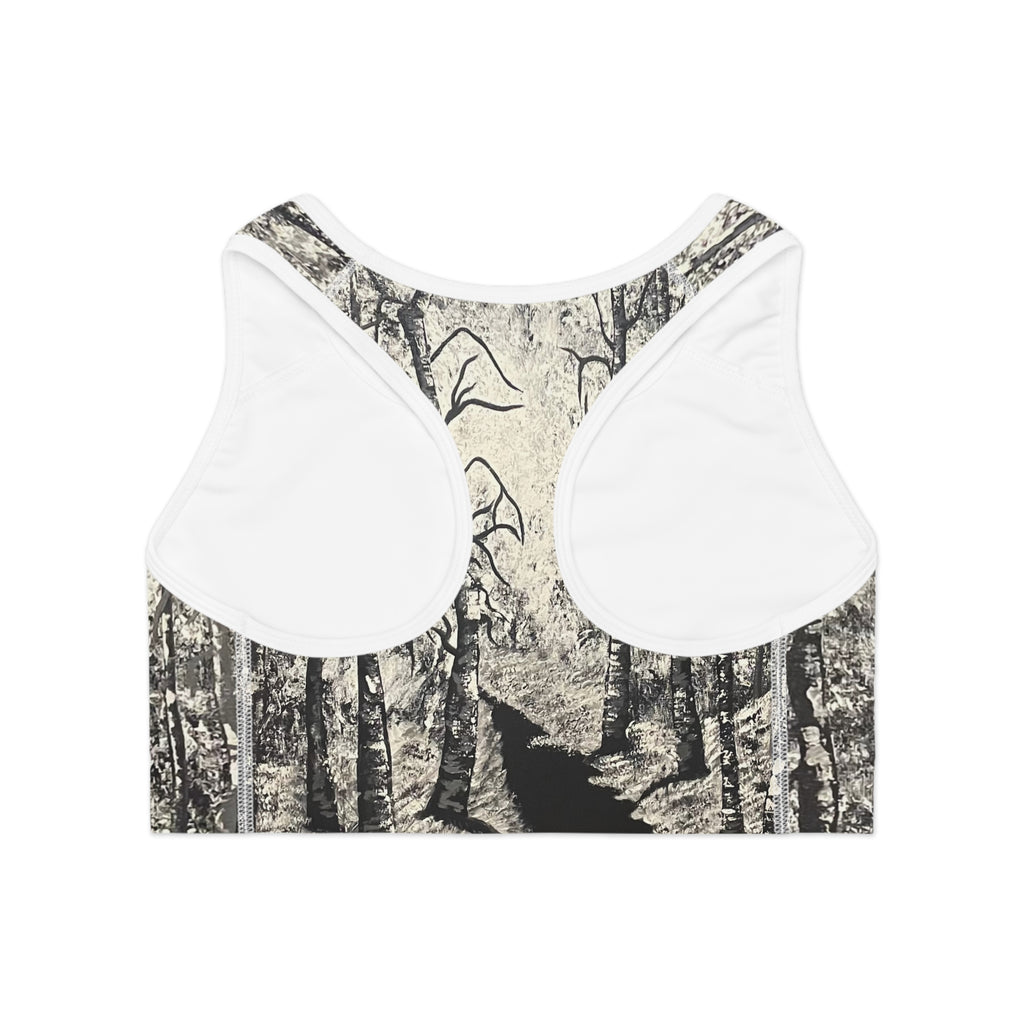 Silver Shadows Sports Bra, Activewear for Yoga, Workout Gear, Gift for Fitness Lovers, Exercise Top, Beachwear