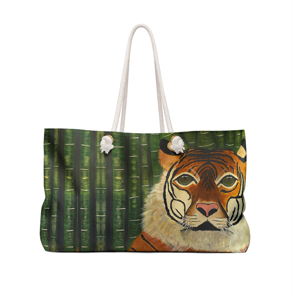 Tiger Not Real Tote Bag with Hand Painted Designs