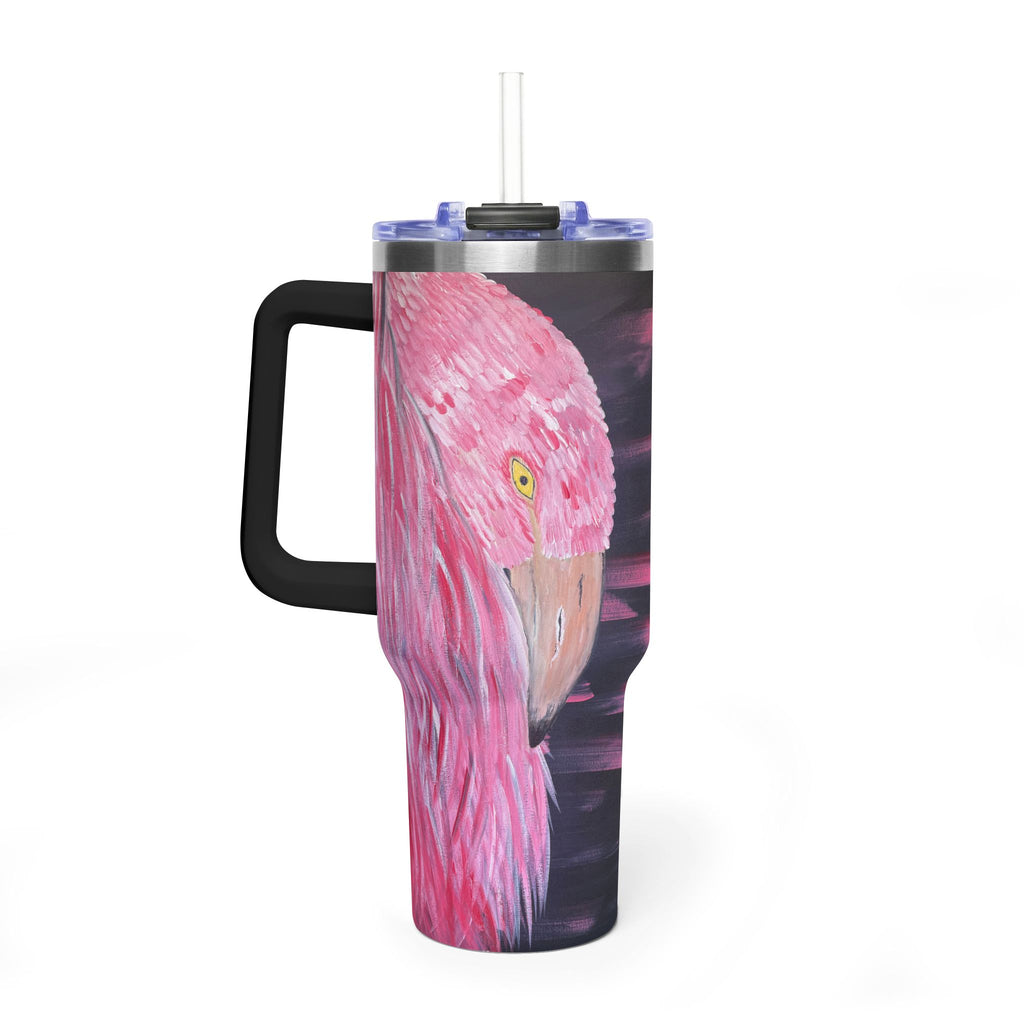 Feathered Grace 40oz  Vacuum Tumbler — Insulated Travel Mug with Straw