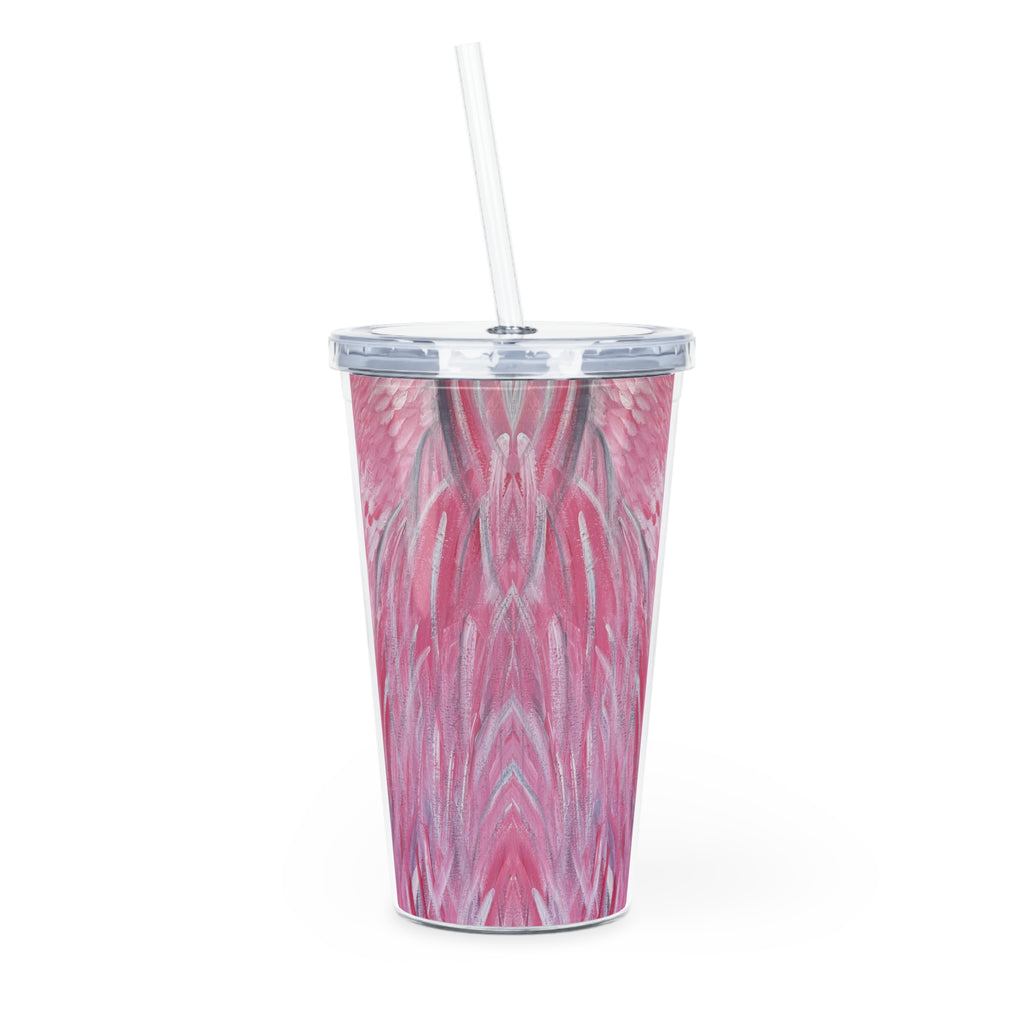 Feathered Grace Tumbler with Straw - Hand Painted Designs