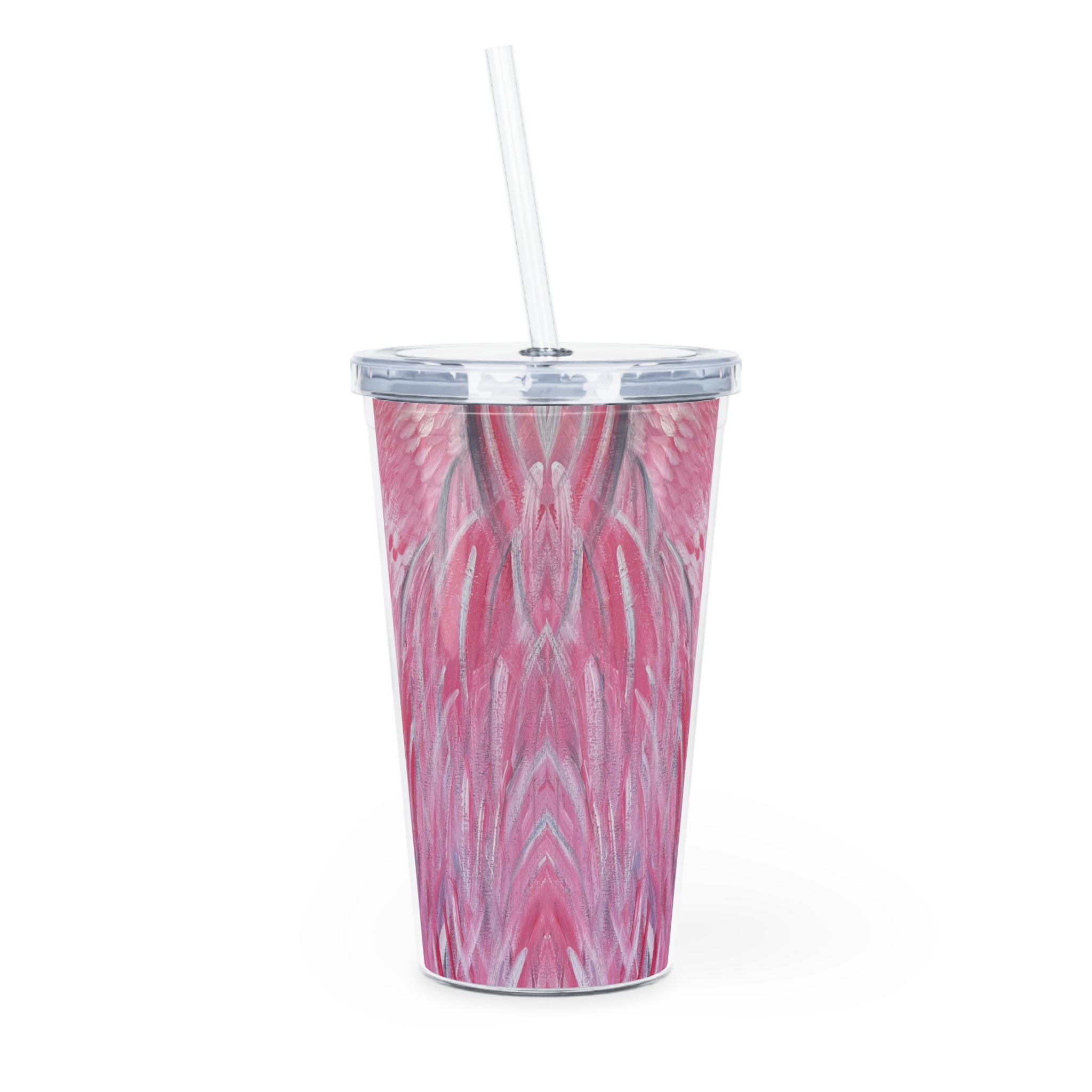 Feathered Grace Tumbler with Straw - Hand Painted Designs