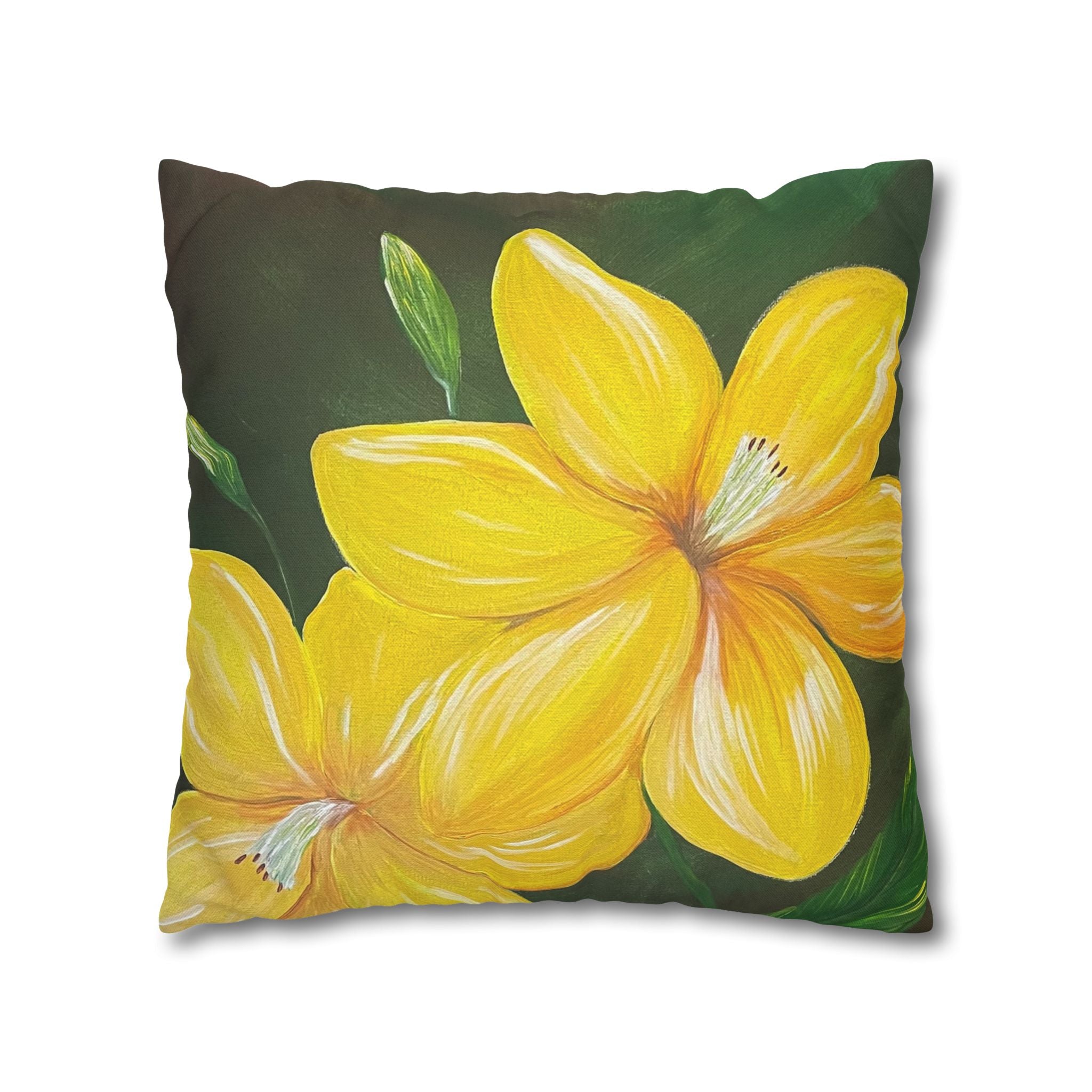 Golden Bloom Square Decorative Pillow Sham