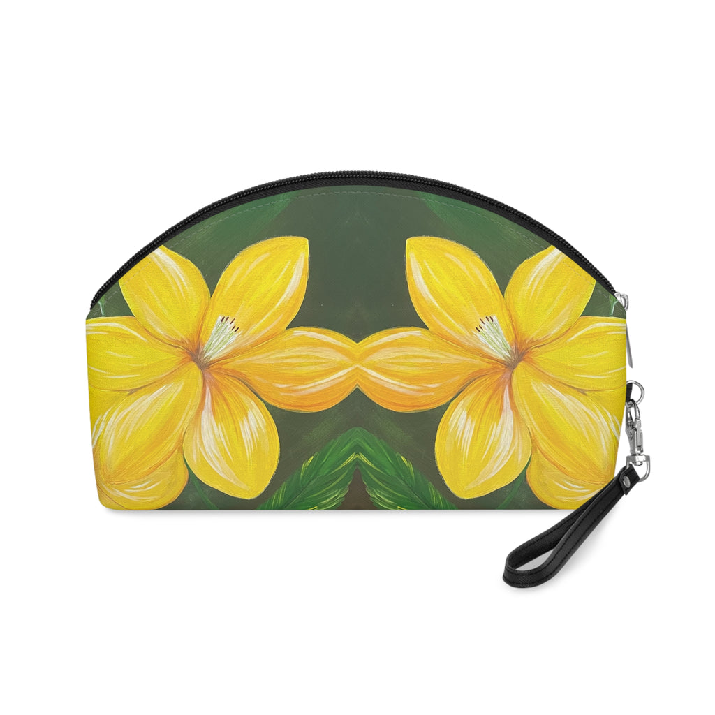 Golden Bloom Cosmetic Pouch - Stylish Makeup Bag
