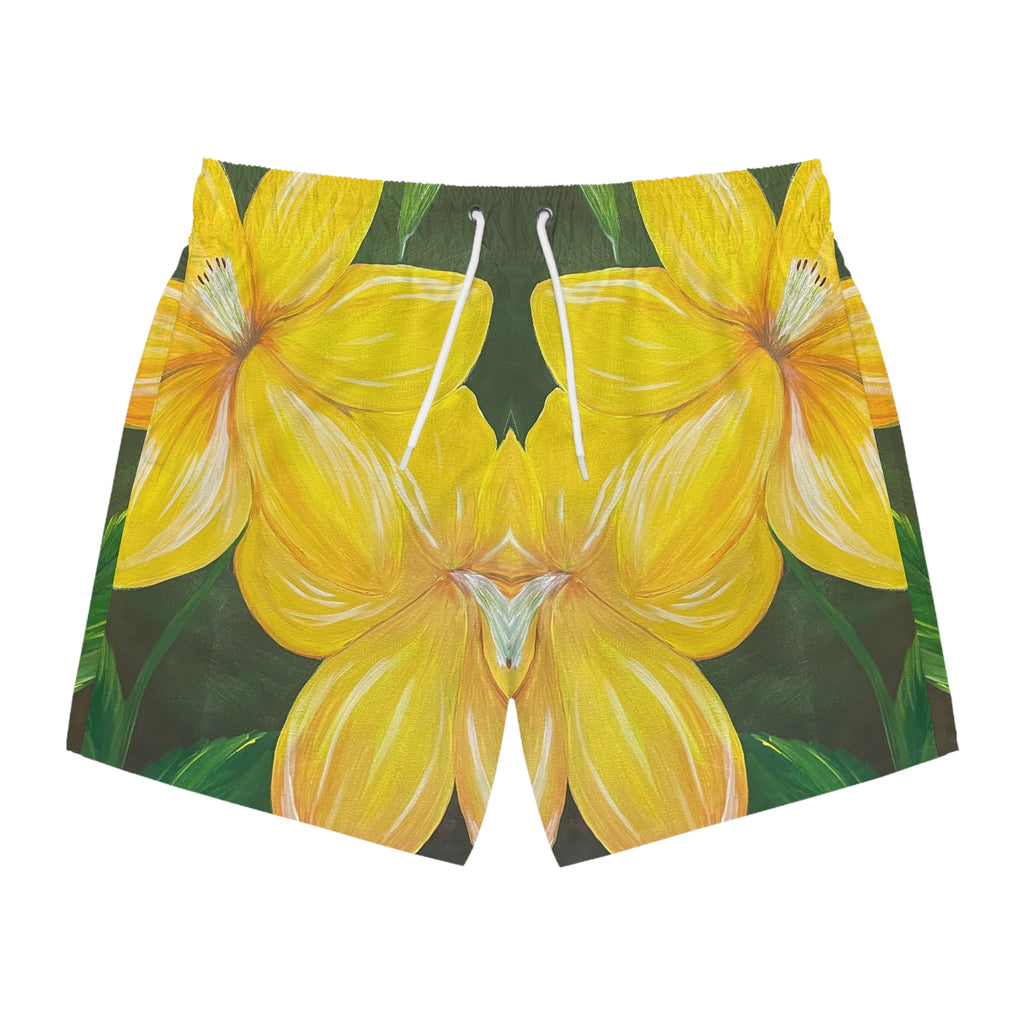 Golden Bloom Swim Trunks