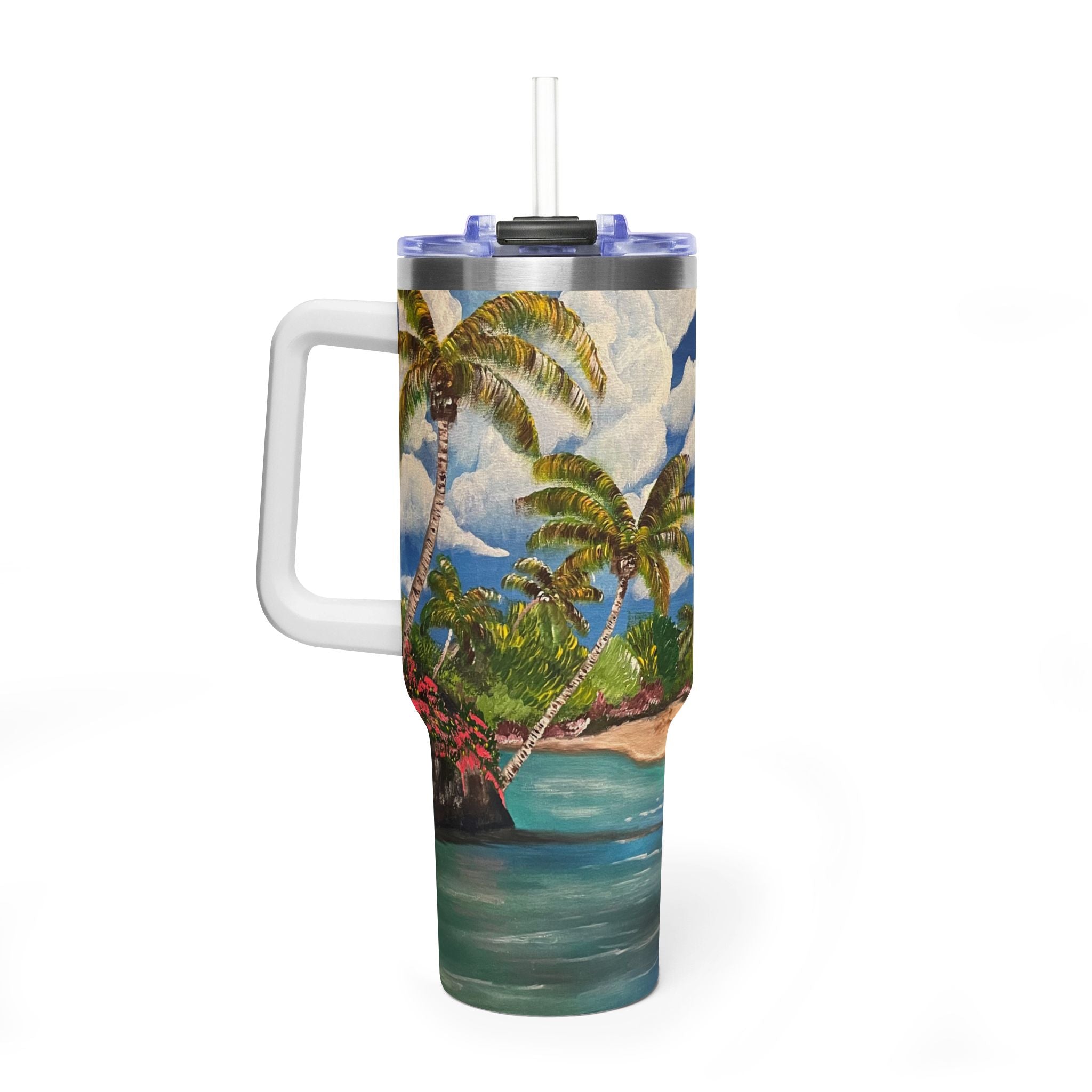 Blooming Paradise 40oz  Vacuum Tumbler — Insulated Travel Mug with Straw