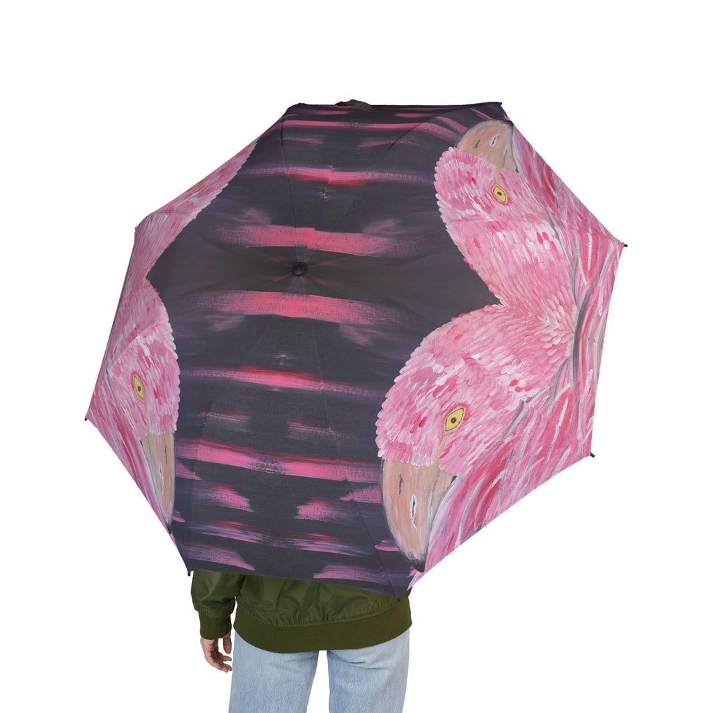 Feathered Grace Semi-Automatic Foldable Umbrella