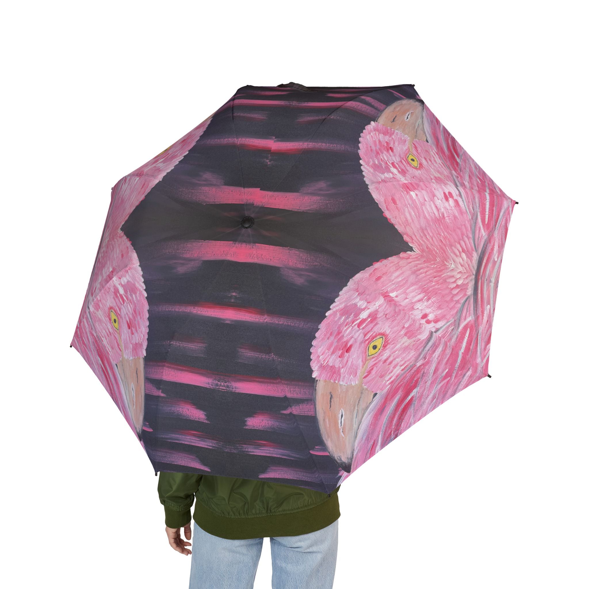 Feathered Grace Semi-Automatic Foldable Umbrella