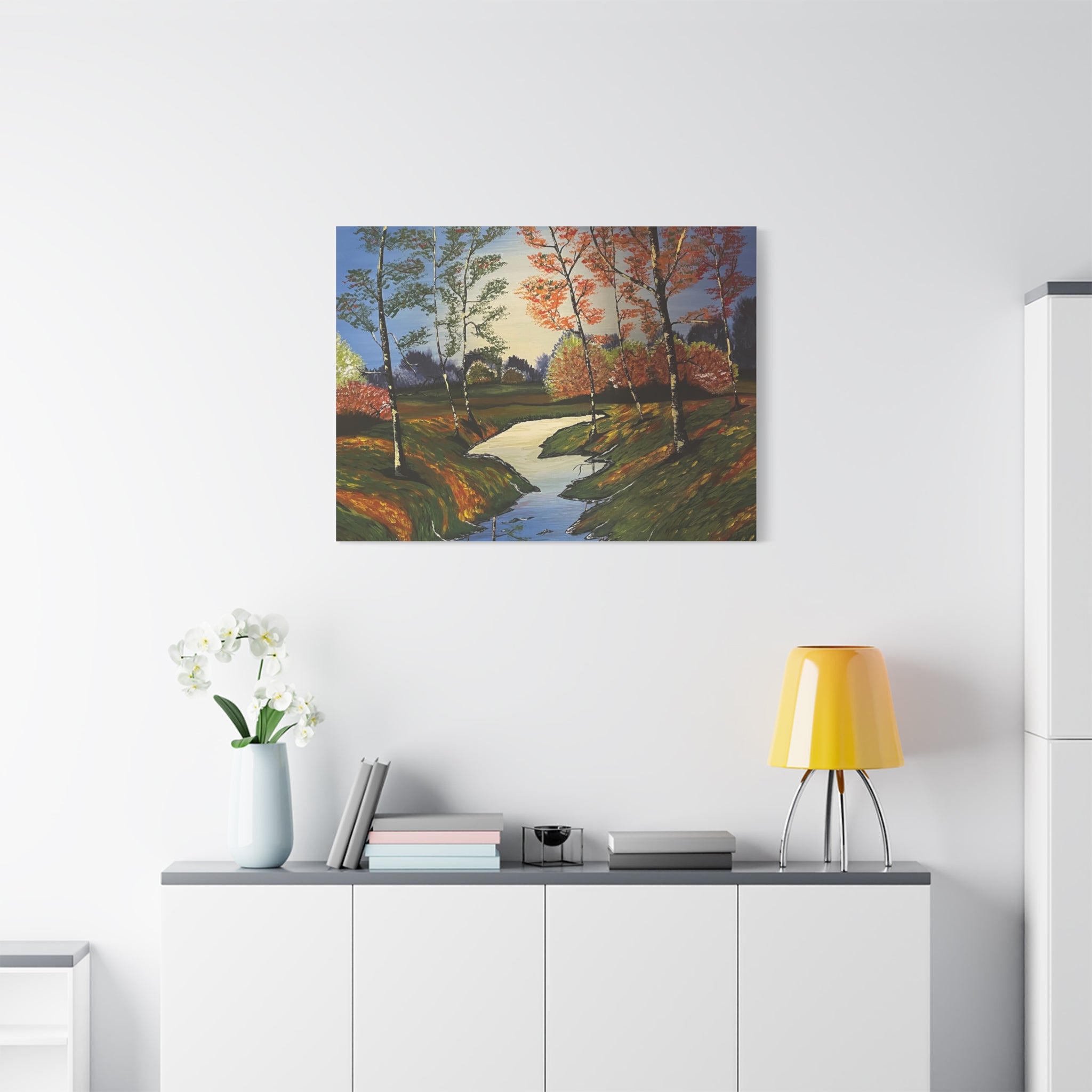 Whispering Birches Abstract Art Canvas - Contemporary Wall Decor