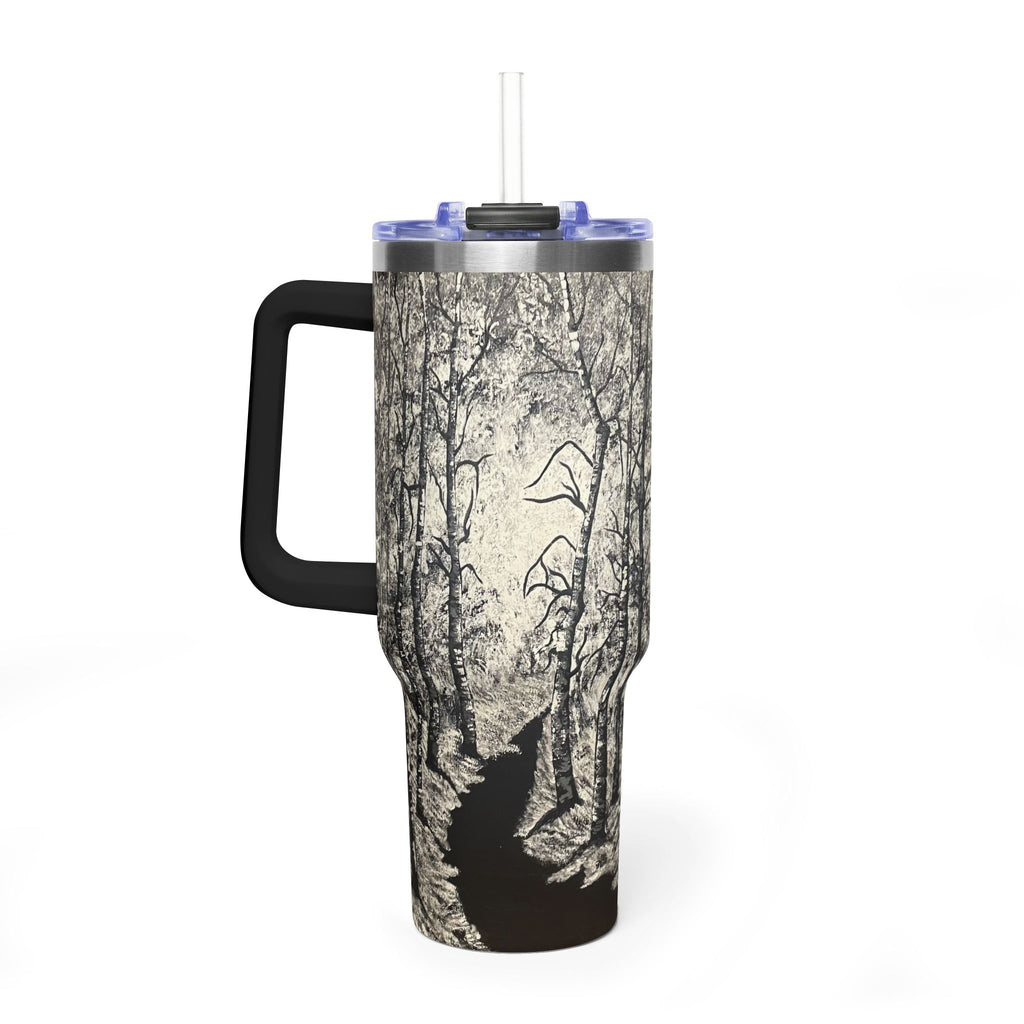 Silver Shadows 40oz  Vacuum Tumbler — Insulated Travel Mug with Straw