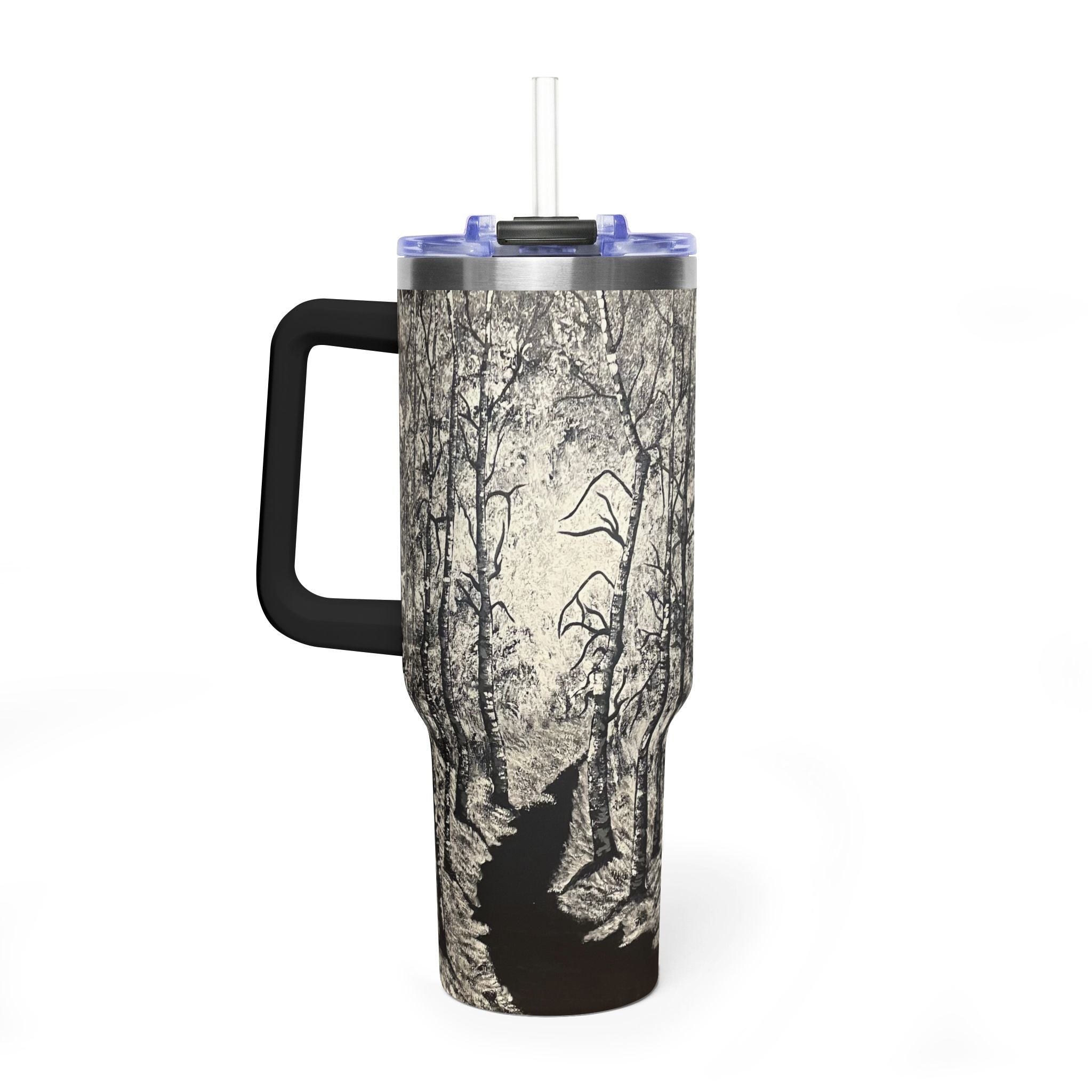 Silver Shadows 40oz  Vacuum Tumbler — Insulated Travel Mug with Straw